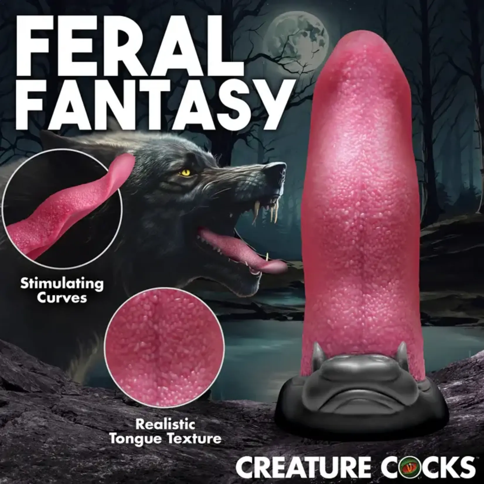 Creature Cocks Wolf's Lick Wolf Maw Silicone Dildo - Red/Black