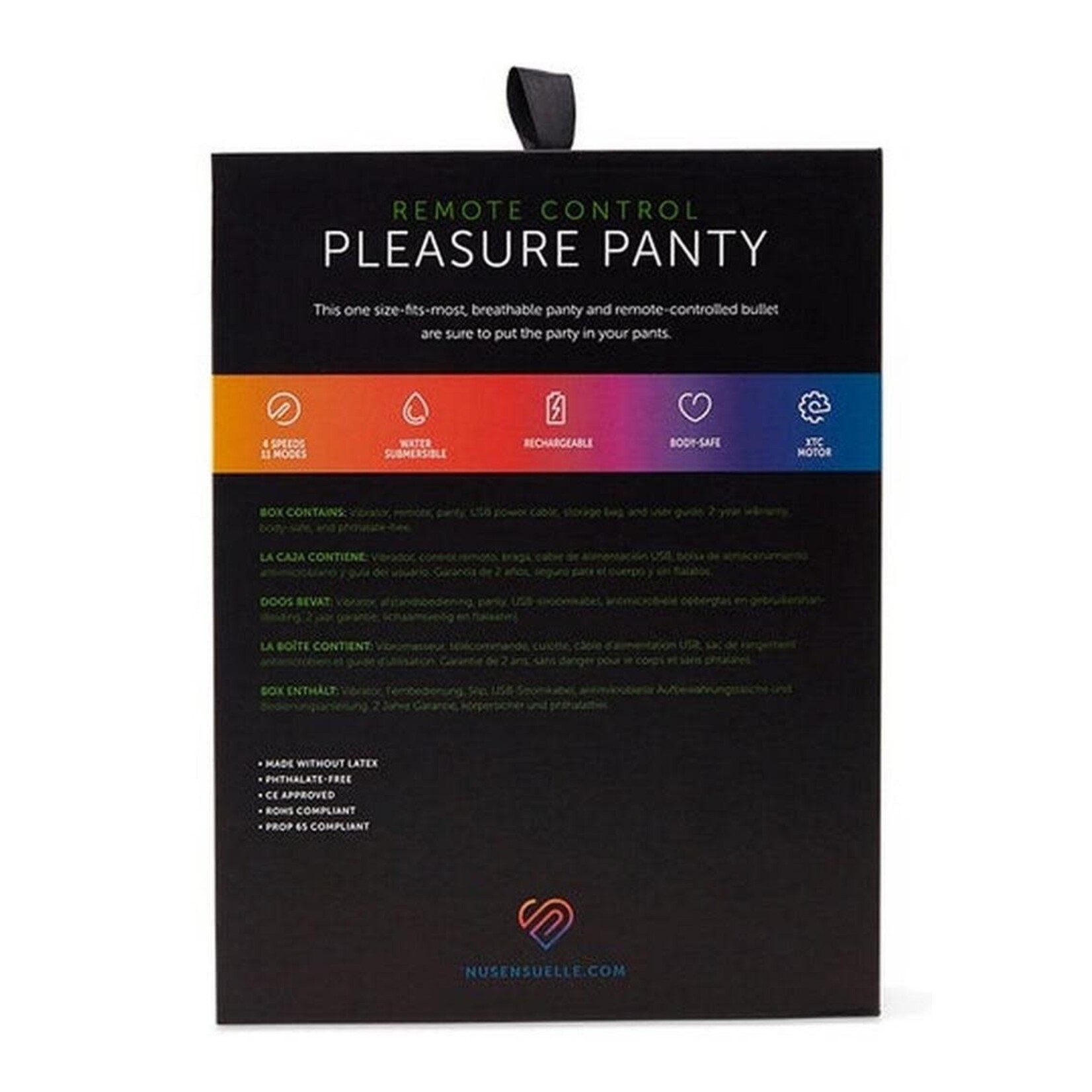 Nu Sensuelle Pleasure Panty Rechargeable Silicone Remote & Bullet - Black