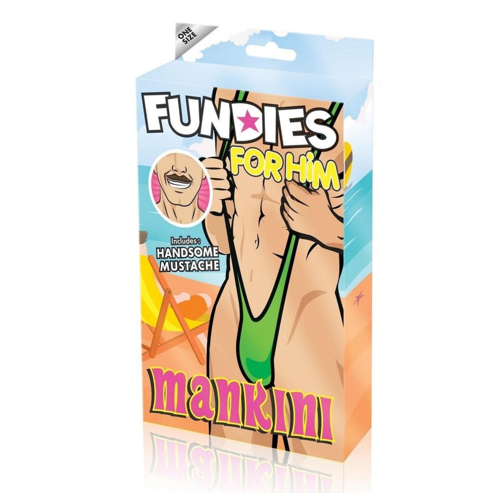 Fundies Mankini with Fake Mustache - OS - Green