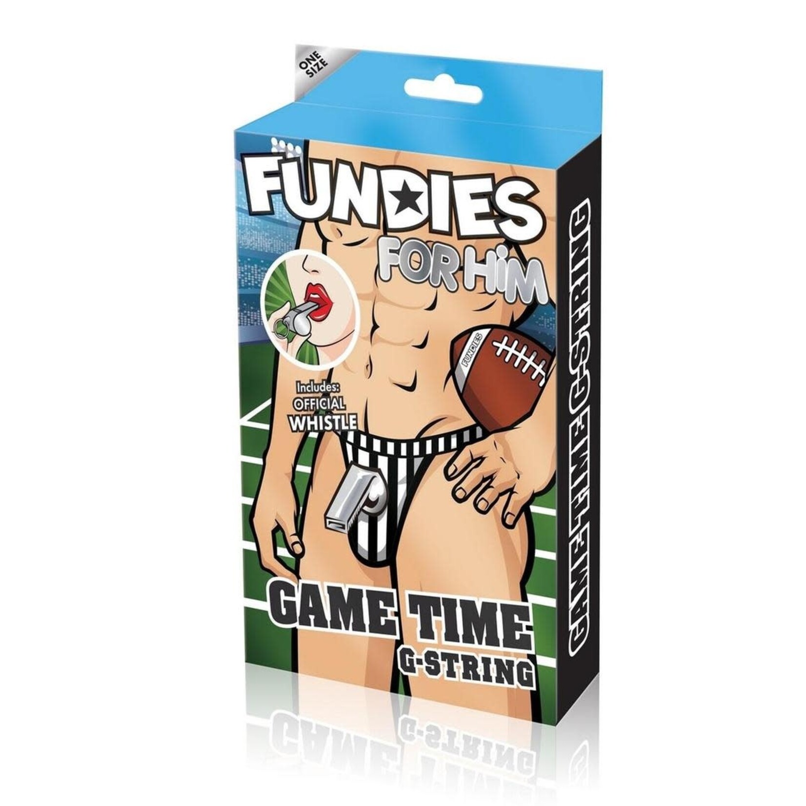 Fundies Referee G-String With Whistle - OS - Black/White