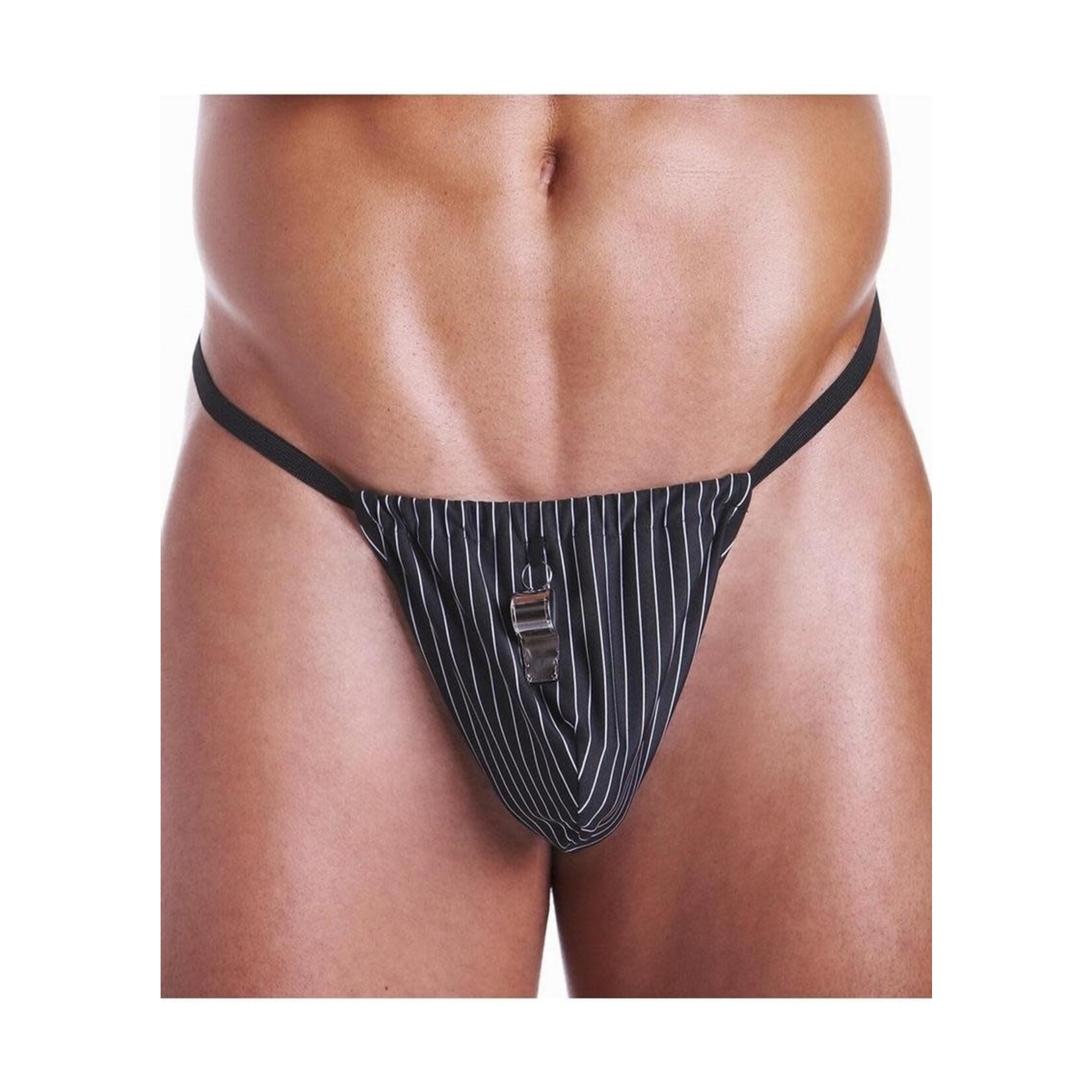 Fundies Referee G-String With Whistle - OS - Black/White