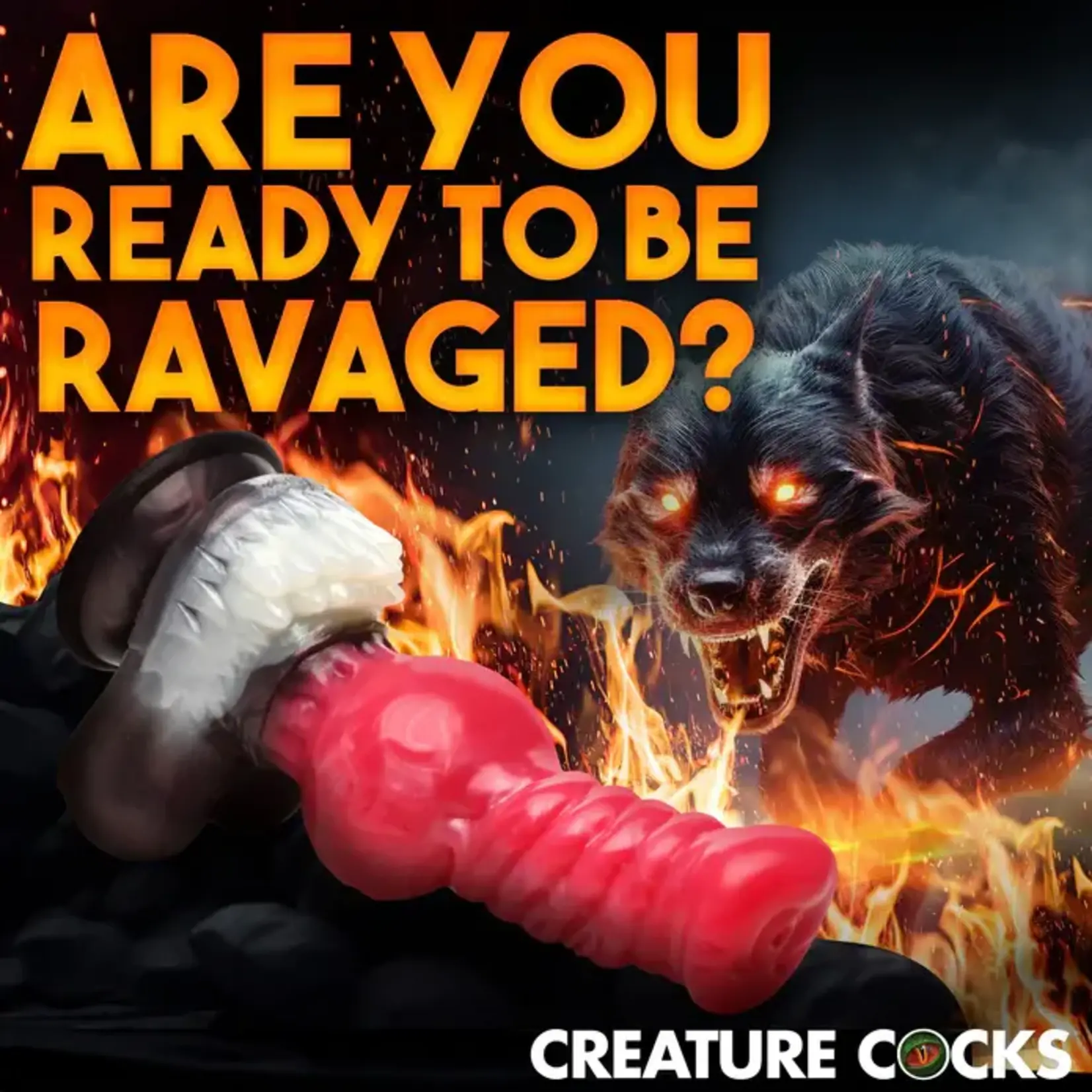 Creature Cocks Cujo Canine Silicone Dildo - XLarge - Red/Black