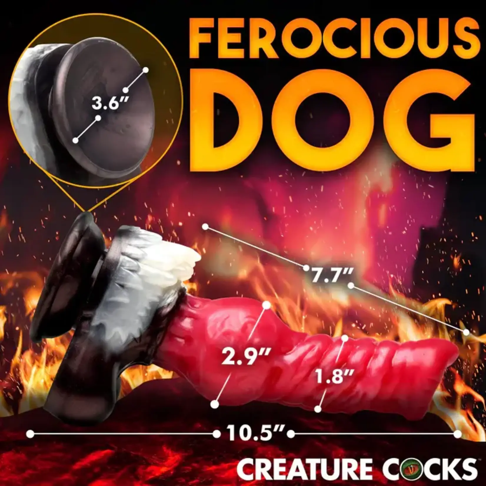 Creature Cocks Cujo Canine Silicone Dildo - XLarge - Red/Black