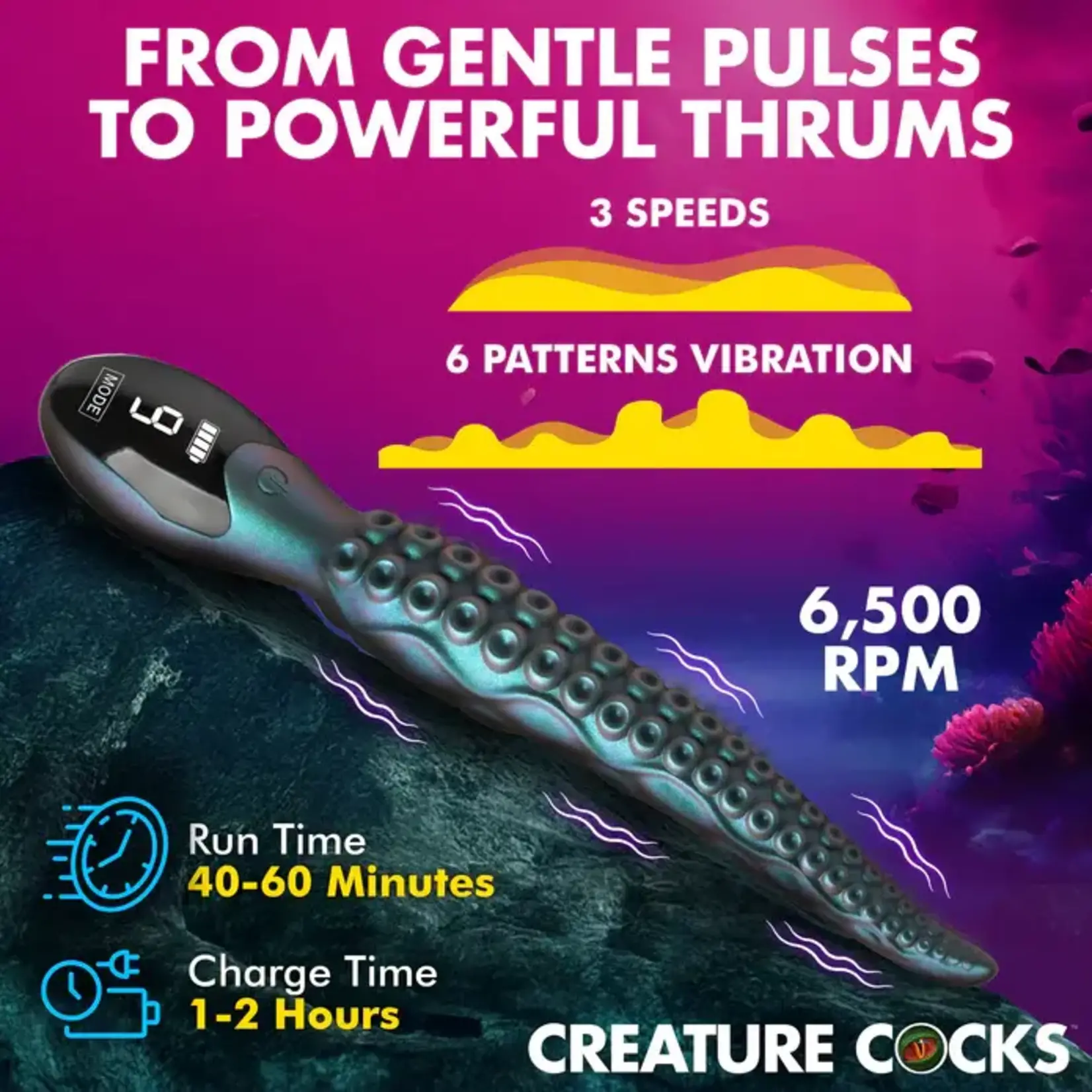 Creature Cocks Tentavibe Rechargeable Silicone Vibrator - Teal