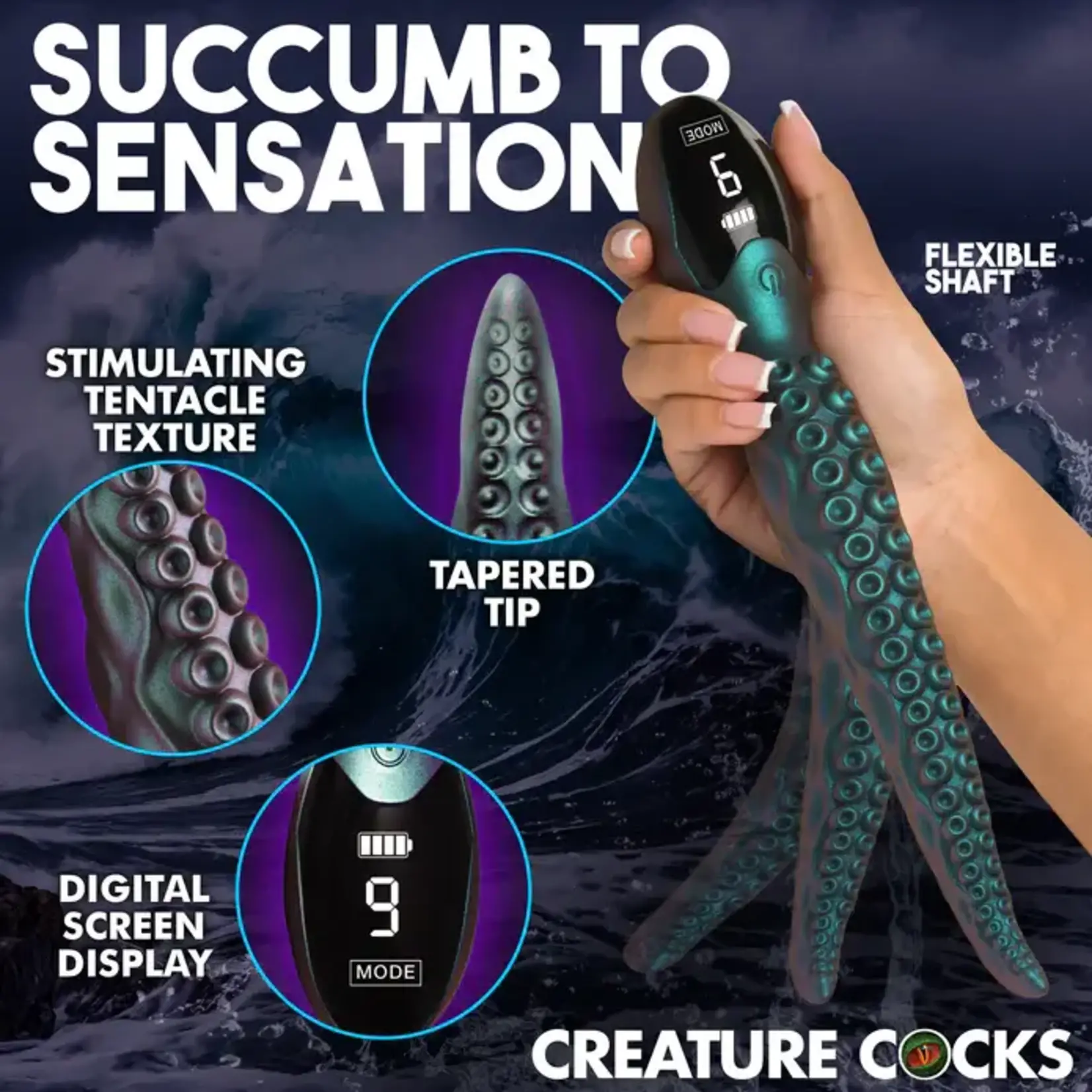 Creature Cocks Tentavibe Rechargeable Silicone Vibrator - Teal