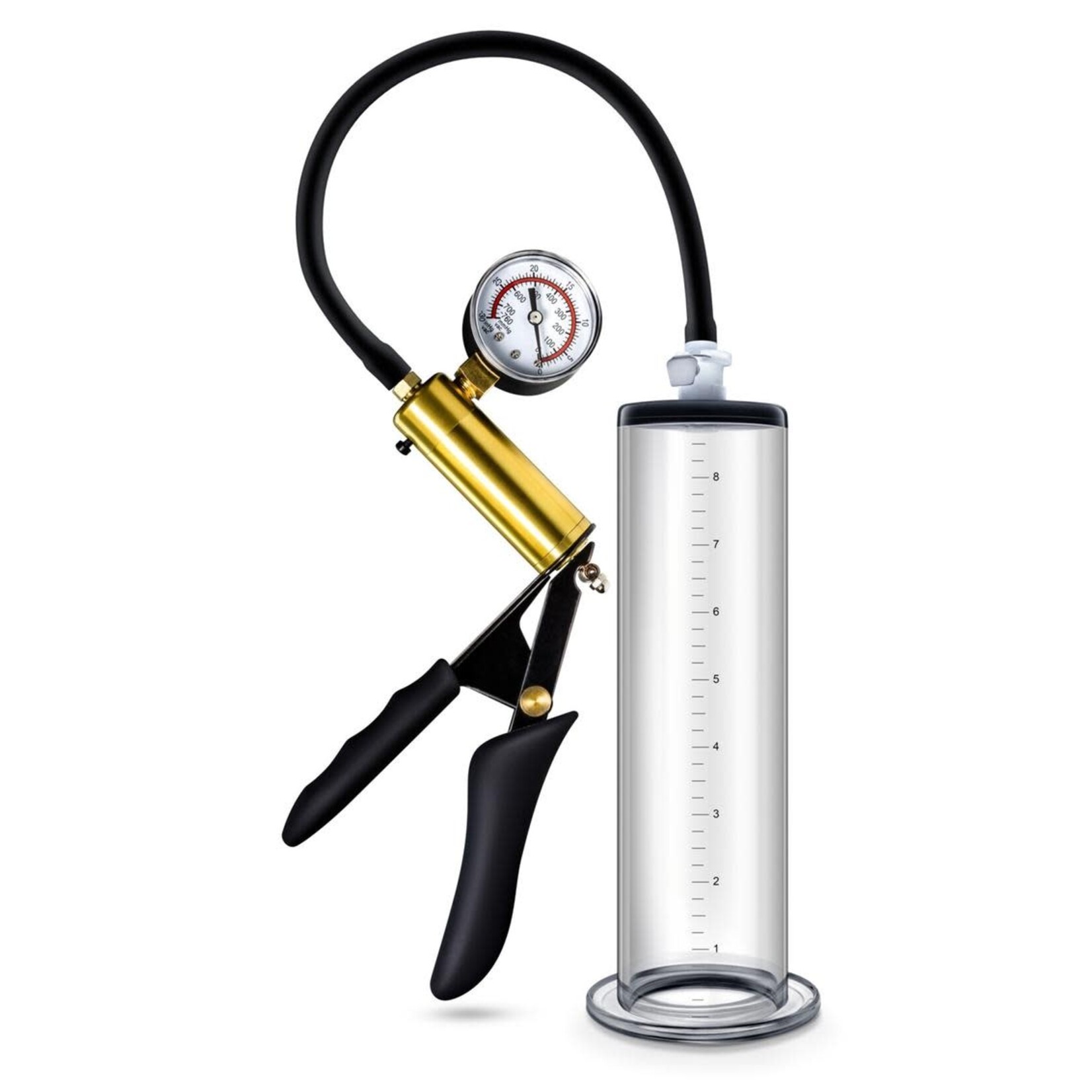 Performance VX6 Vacuum Penis Pump with Brass Pistol & Pressure Gauge 9.5in - Clear