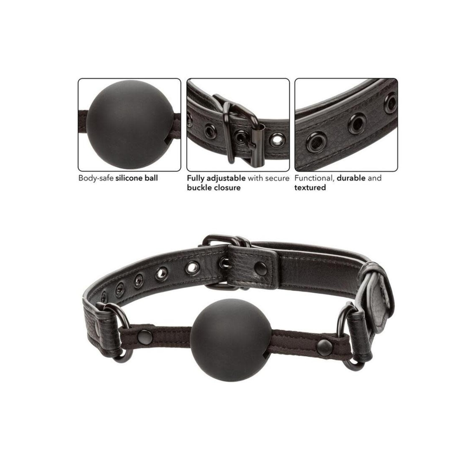 Nocturnal Collection Adjustable Silicone Ball Gag - Black