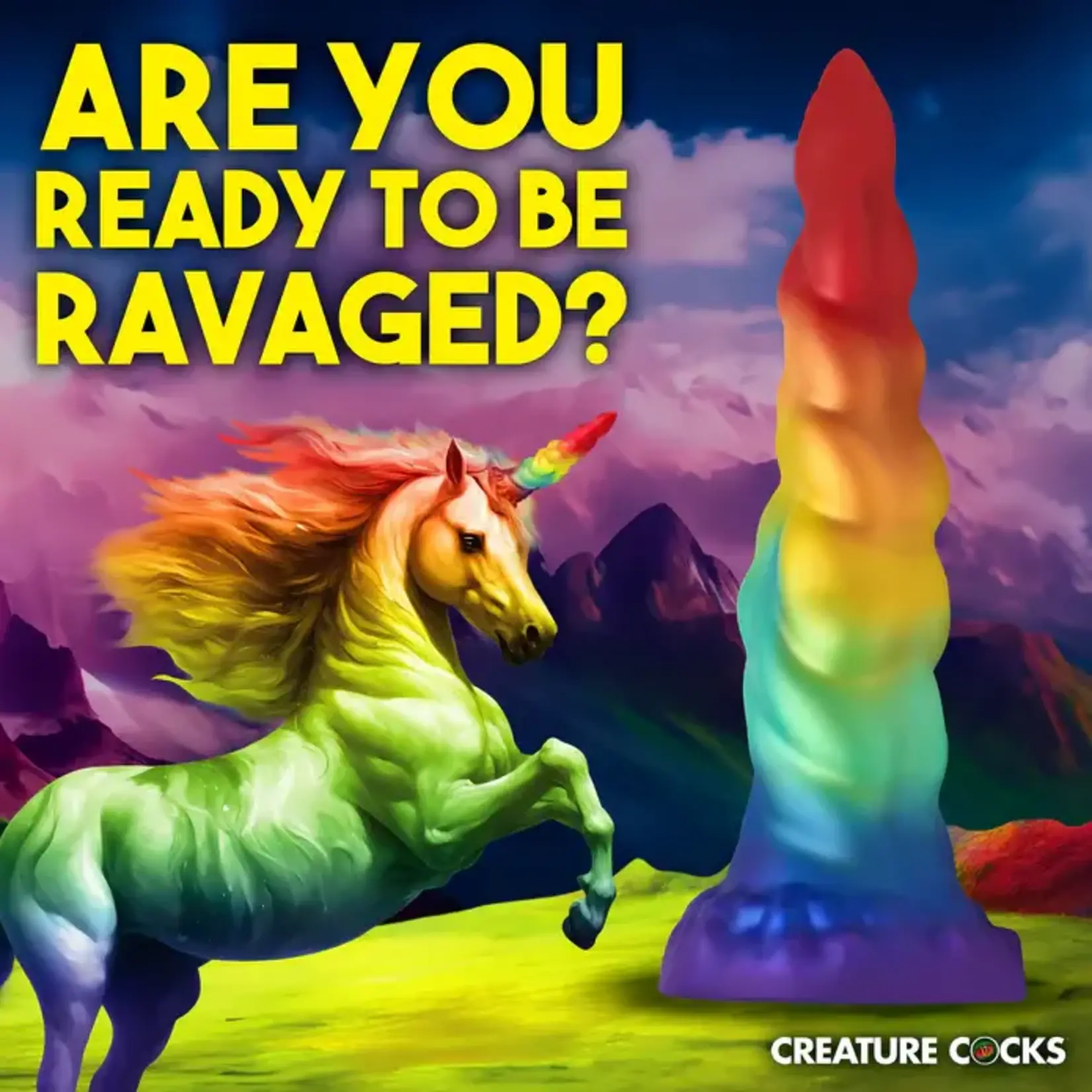 Creature Cocks Magic Rider Unicorn Silicone Dildo - Rainbow