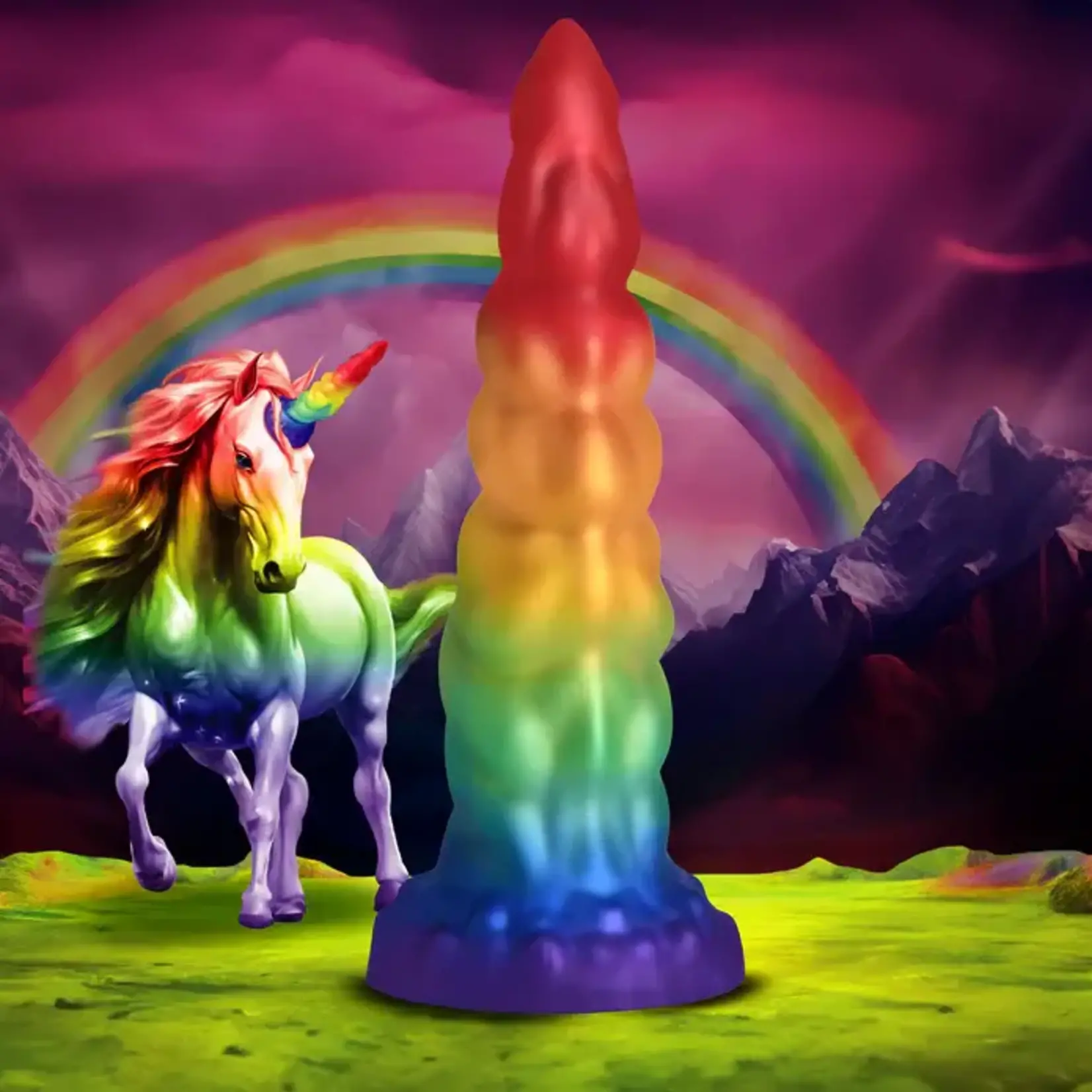 Creature Cocks Magic Rider Unicorn Silicone Dildo - Rainbow