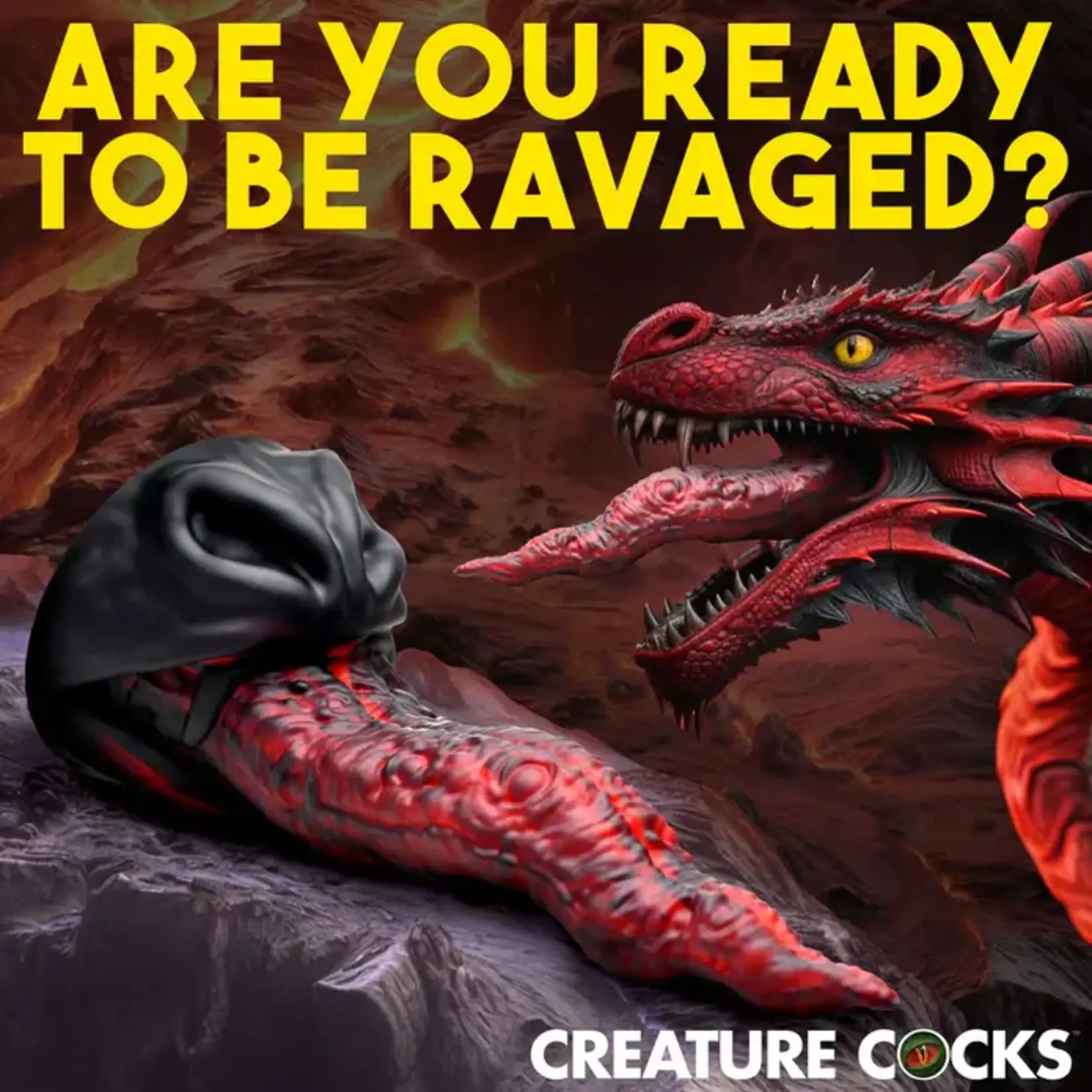 Creature Cocks Dragon Tongue Silicone Dildo - Black/Red