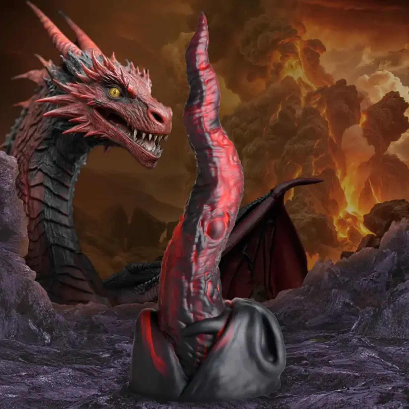Creature Cocks Dragon Tongue Silicone Dildo - Black/Red