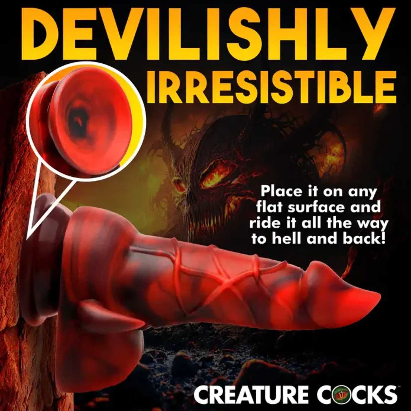 Creature Cocks Horny Devil Demon Silicone Dildo - Red/Black
