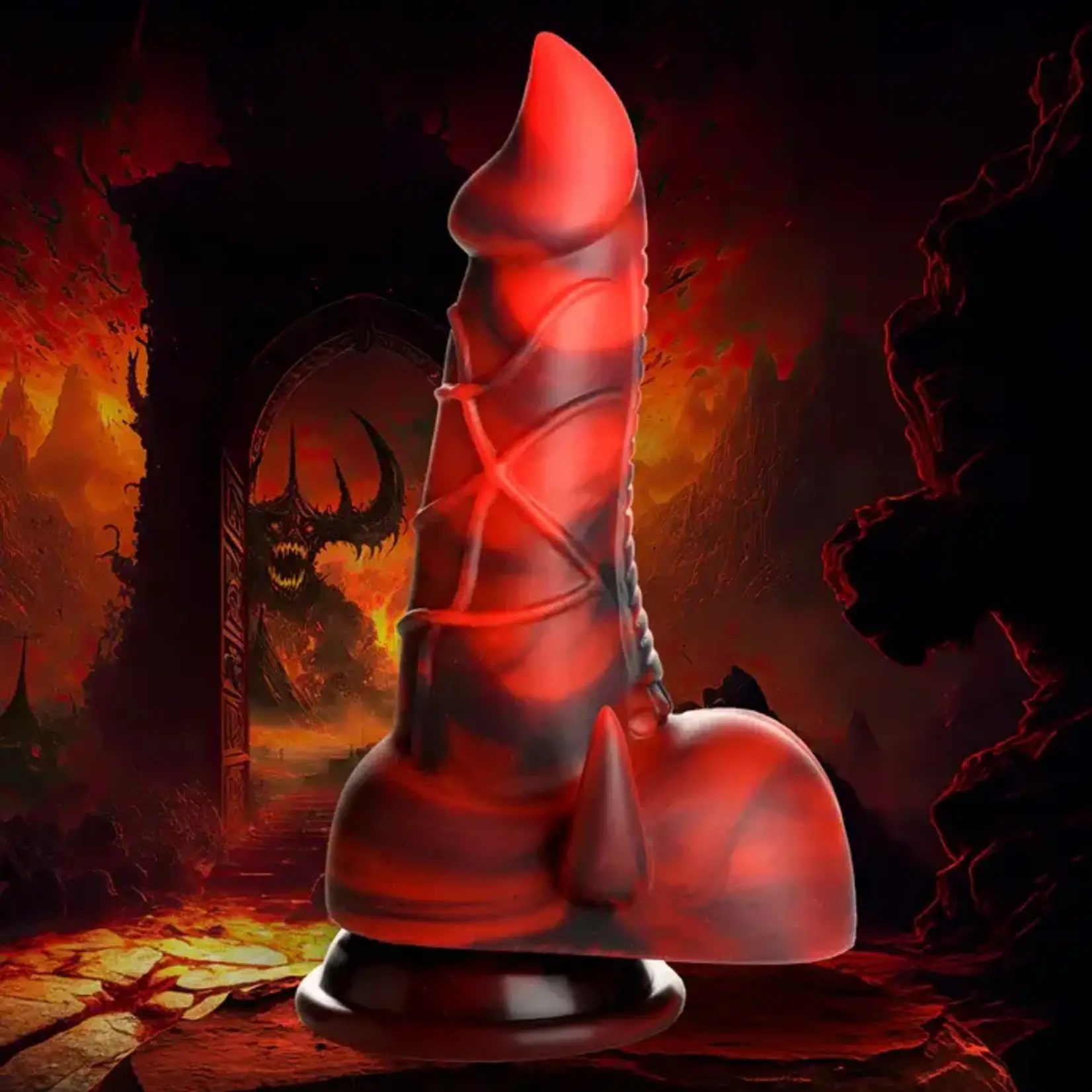 Creature Cocks Horny Devil Demon Silicone Dildo - Red/Black