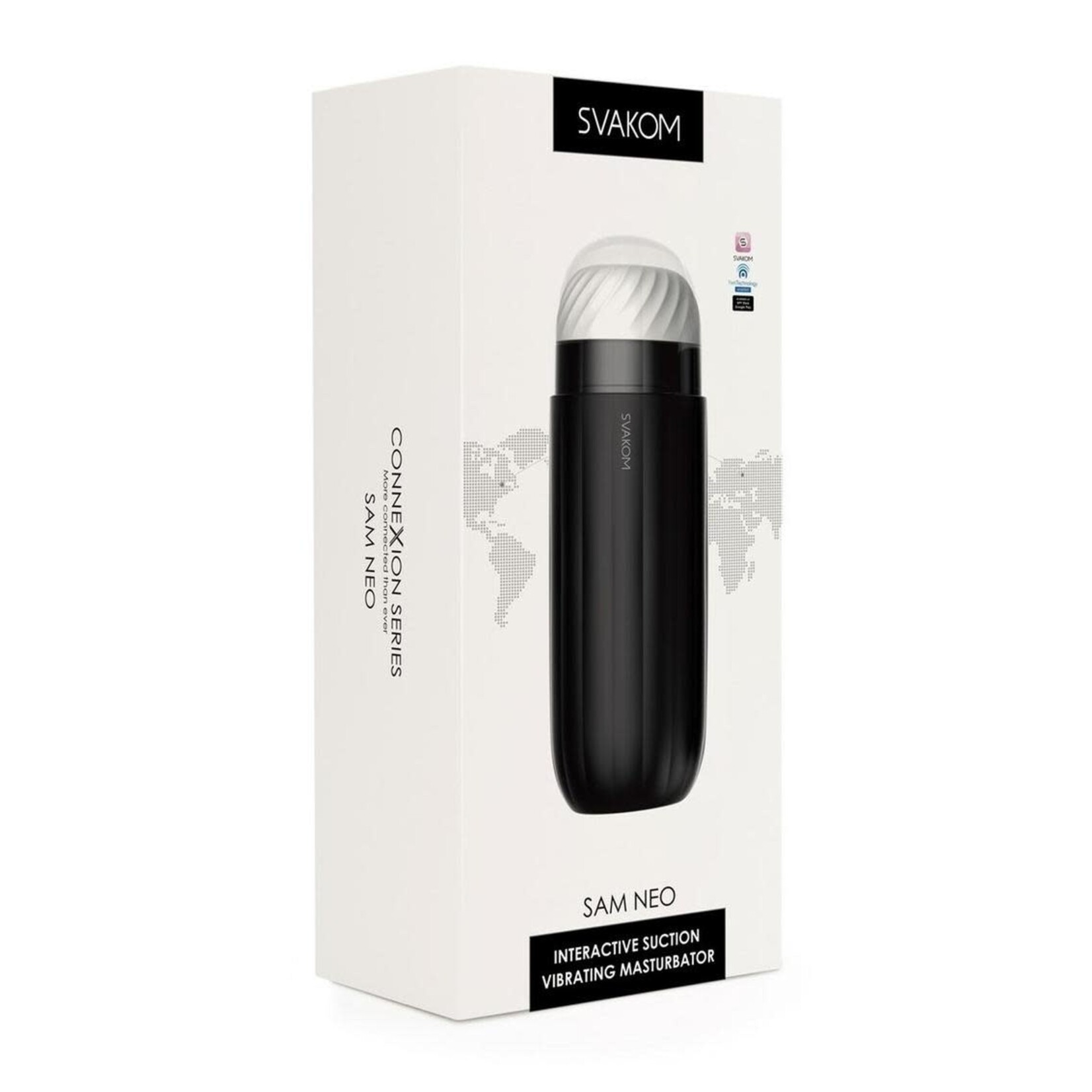 Svakom Sam Neo Silicone Interactive Rechargeable Masturbator - Black/White