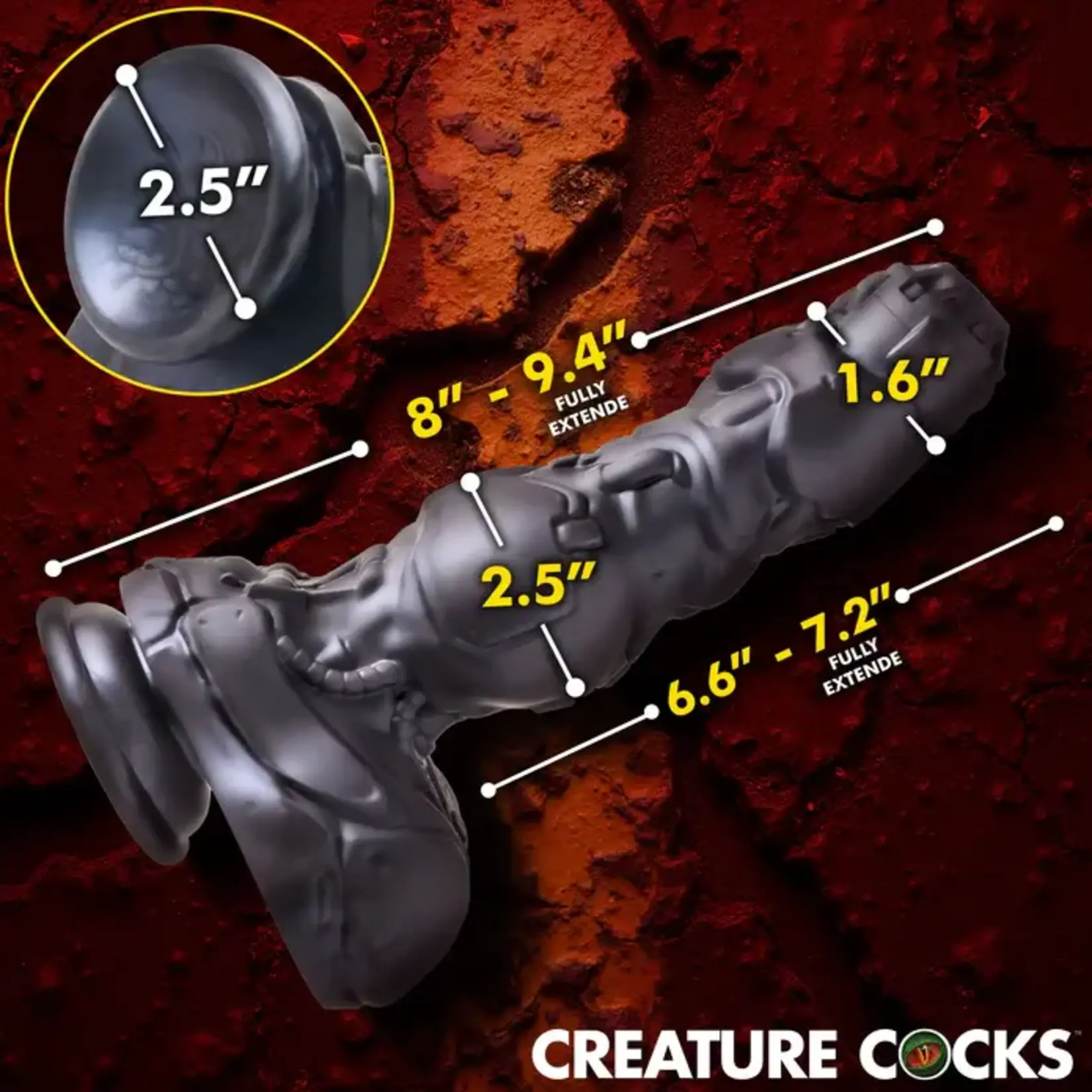 Creature Cock Thrusting & Vibrating Rechargeable Silicone Dildo - Gray