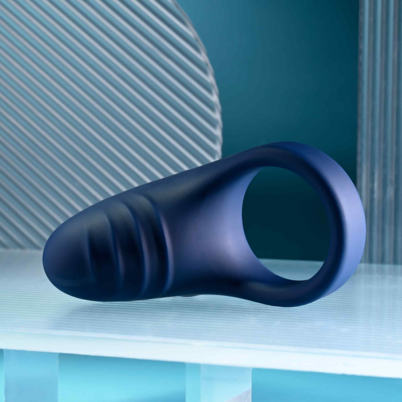 Playboy Pleasure Point Rechargeable Silicone Cock Ring - Blue
