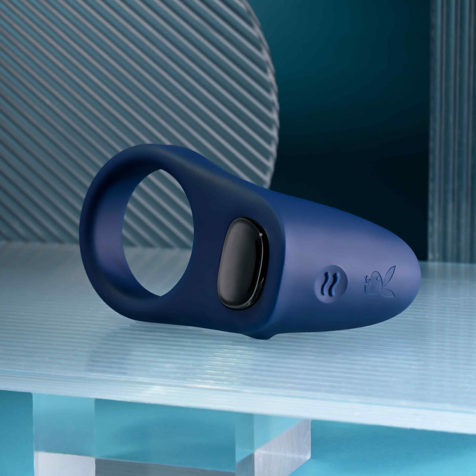 Playboy Pleasure Point Rechargeable Silicone Cock Ring - Blue