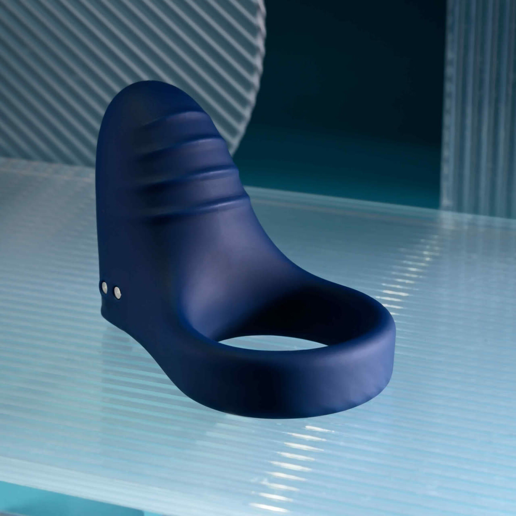 Playboy Pleasure Point Rechargeable Silicone Cock Ring - Blue