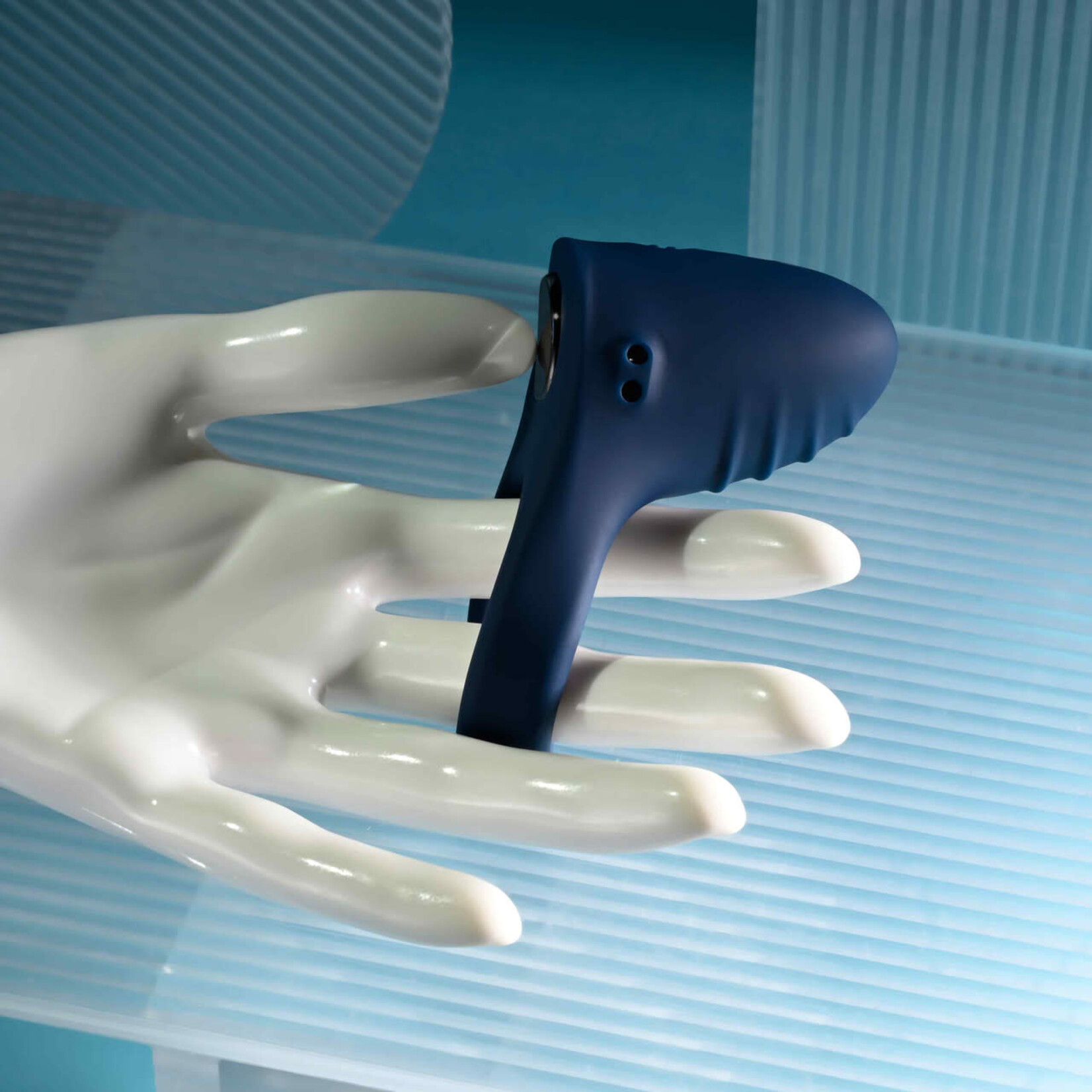 Playboy Pleasure Point Rechargeable Silicone Cock Ring - Blue