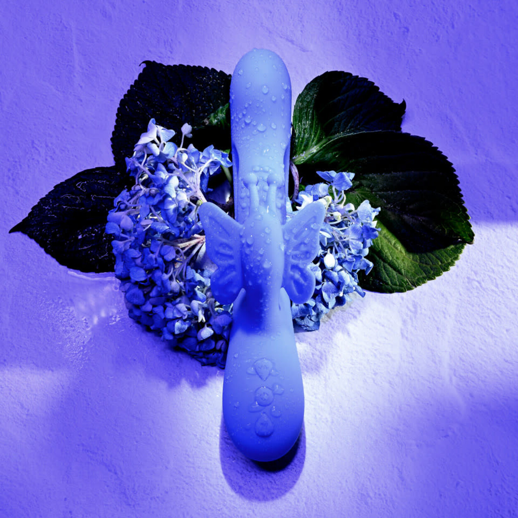 Butterfly Dreams Rechargeable Silicone Dual Stimulating Vibrator - Blue