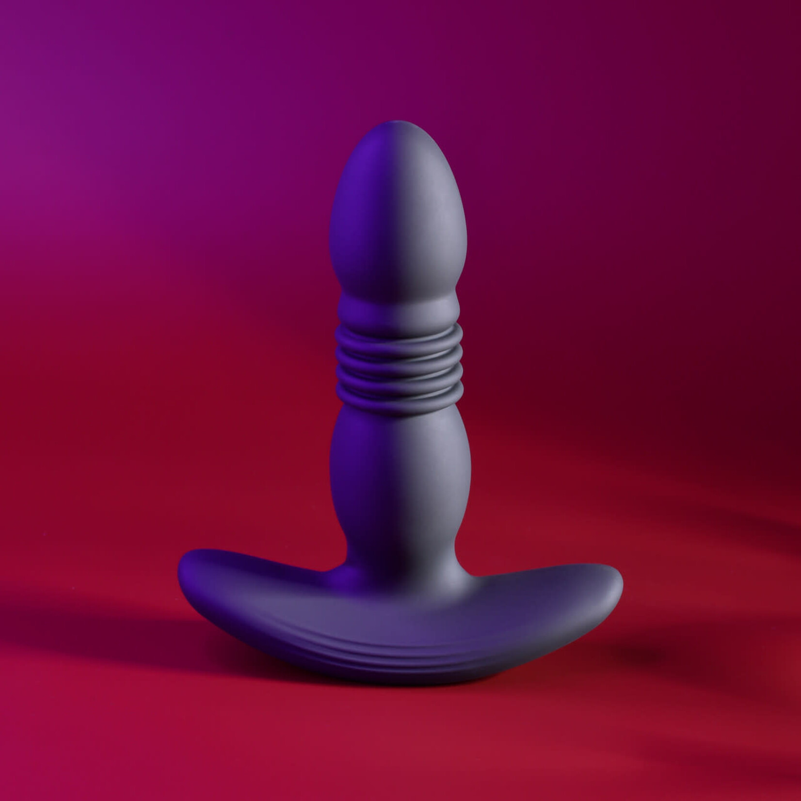 Playboy Trust the Thrust Rechargeable Silicone Thrusting Anal Plug with Remote Control - Black