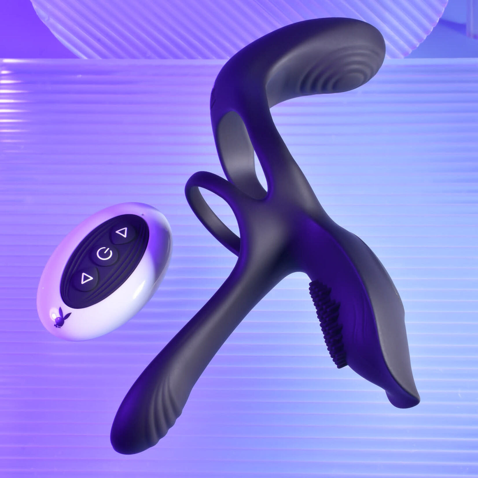 Playboy The 3 Way Rechargeable Silicone Cock Ring - Black