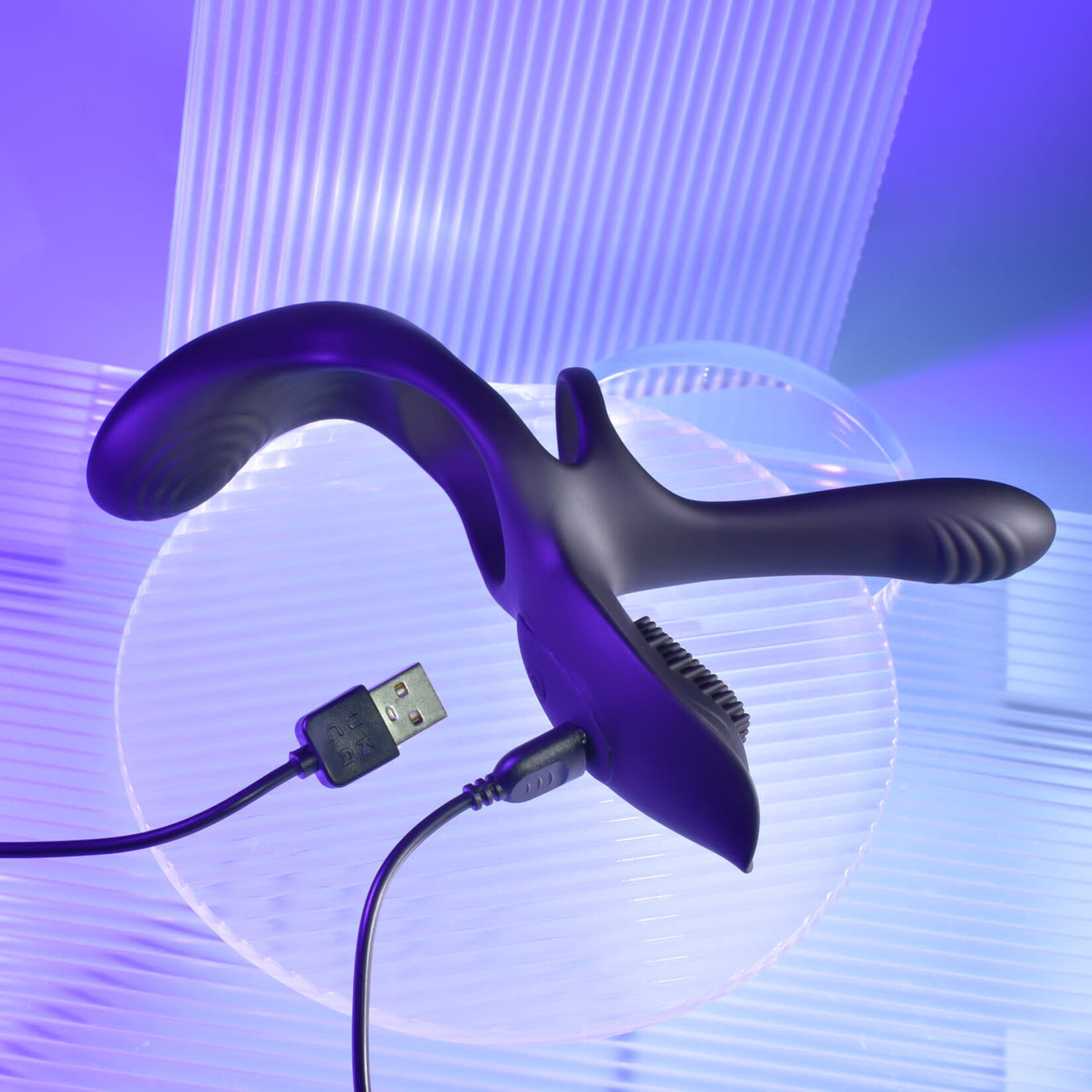 Playboy The 3 Way Rechargeable Silicone Cock Ring - Black