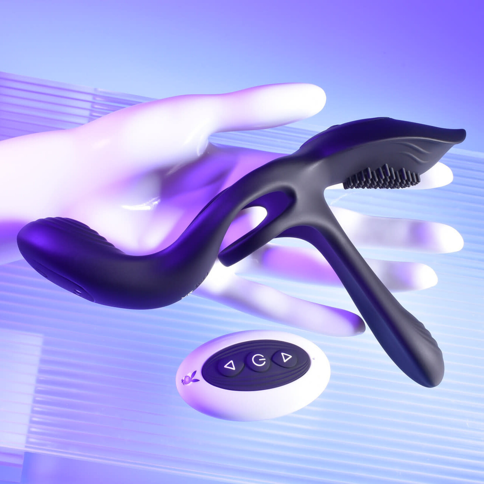 Playboy The 3 Way Rechargeable Silicone Cock Ring - Black