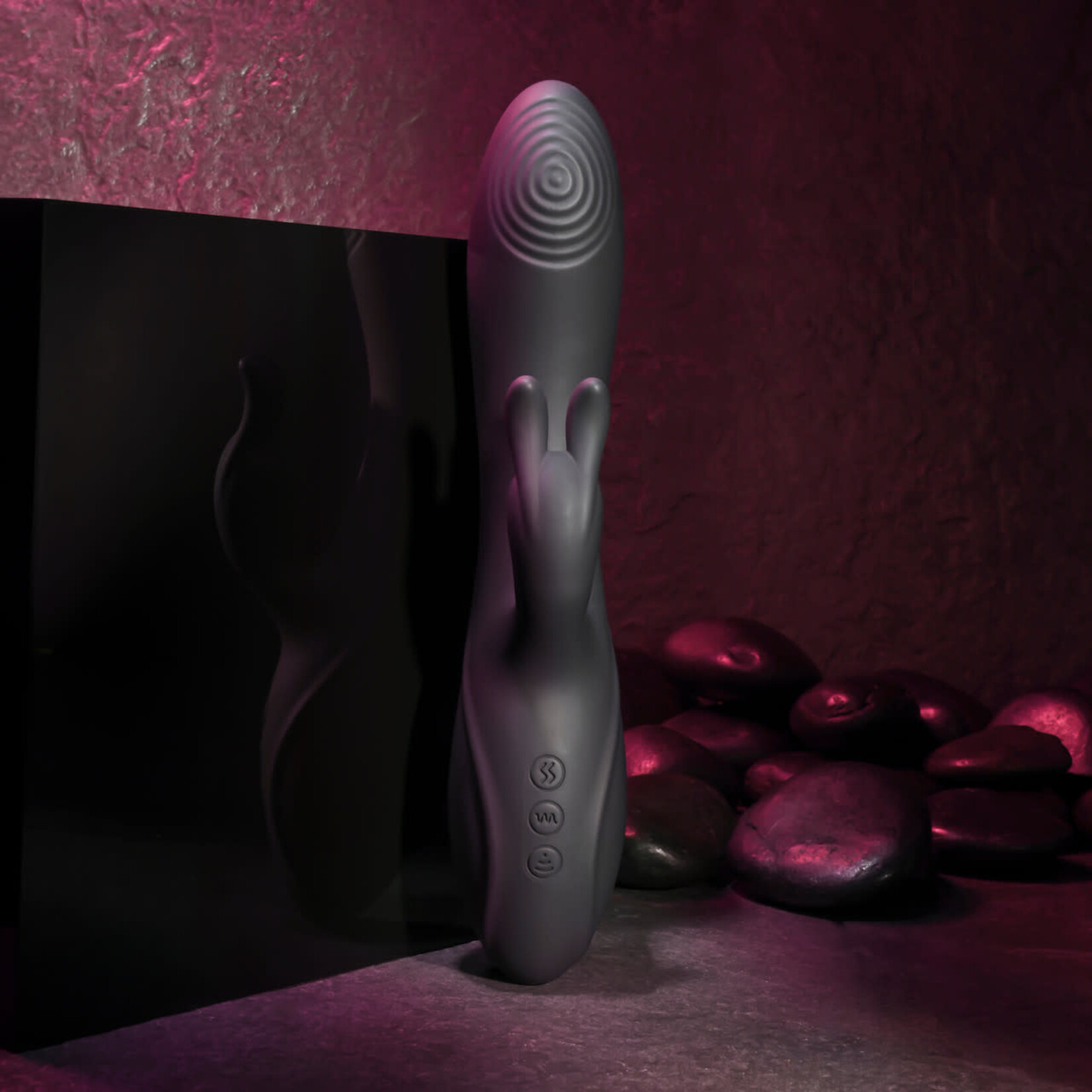 Rabbit Hole Rechargeable Silicone Triple Vibrator - Black