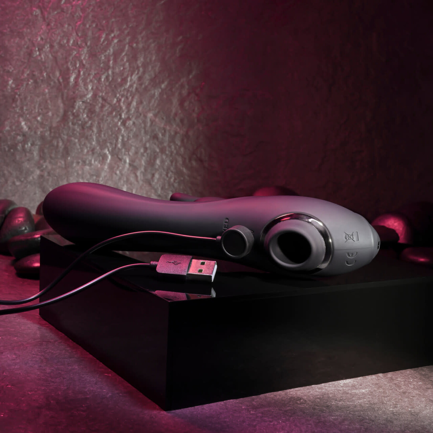 Rabbit Hole Rechargeable Silicone Triple Vibrator - Black