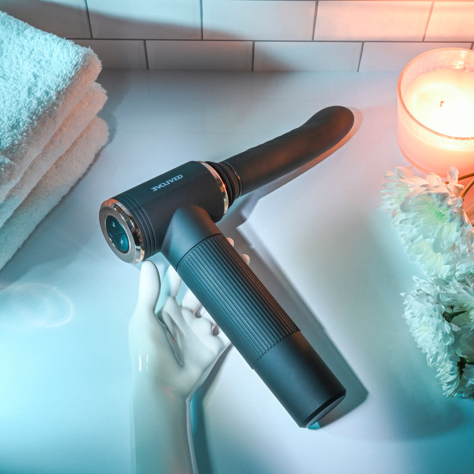 Evolved Too Hot To Handle Rechargeable Silicone Thrusting Sex Machine Black