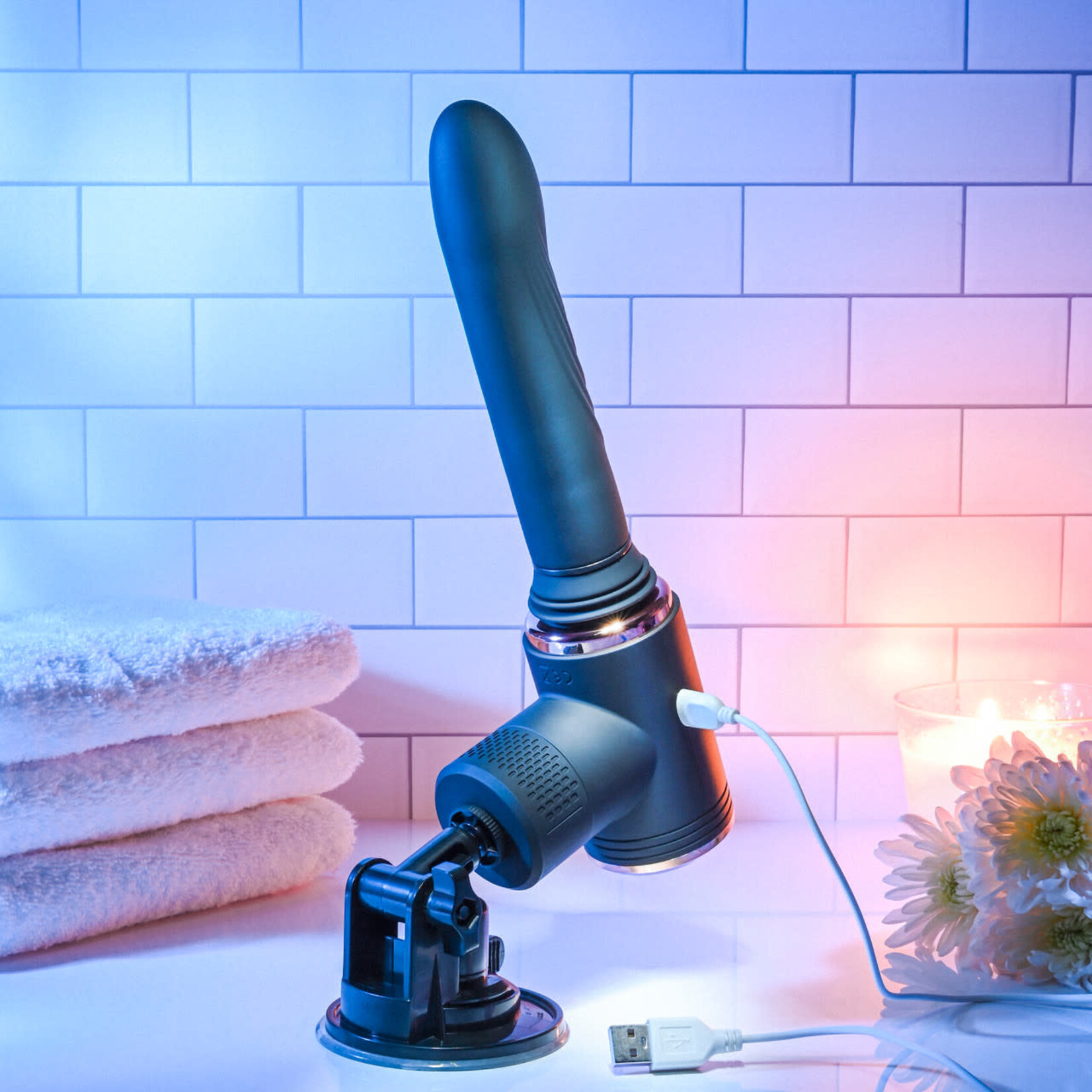 Evolved Too Hot To Handle Rechargeable Silicone Thrusting Sex Machine Black