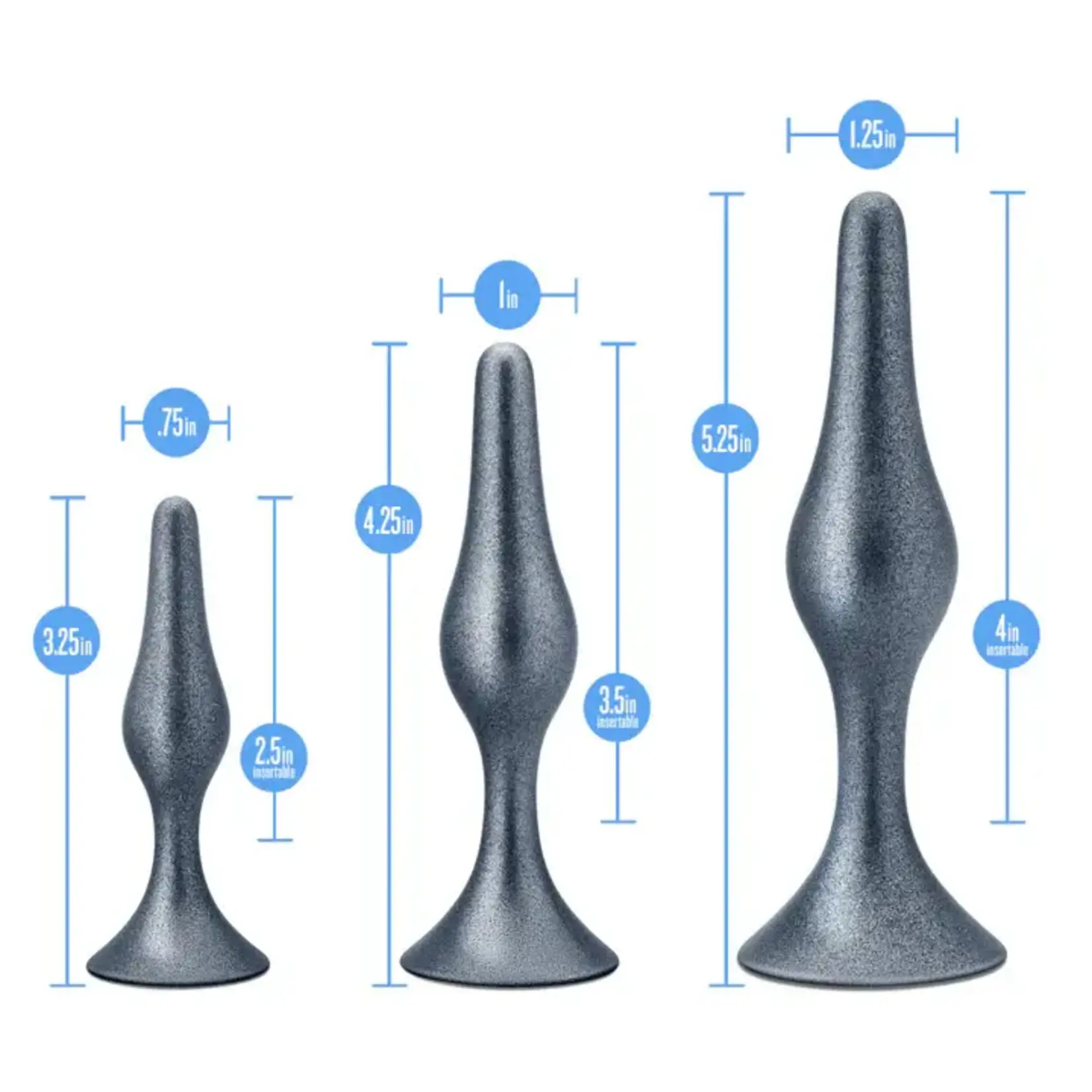 Anal Adventures Matrix Genesis Plug Kit Silicone Anal Plug Set - Stellar Silver