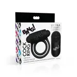Bang! Silicone Rechargeable Cock Ring And Bullet With Remote Control - Black