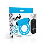 Bang! Silicone Rechargeable Cock Ring And Bullet With Remote Control - Blue