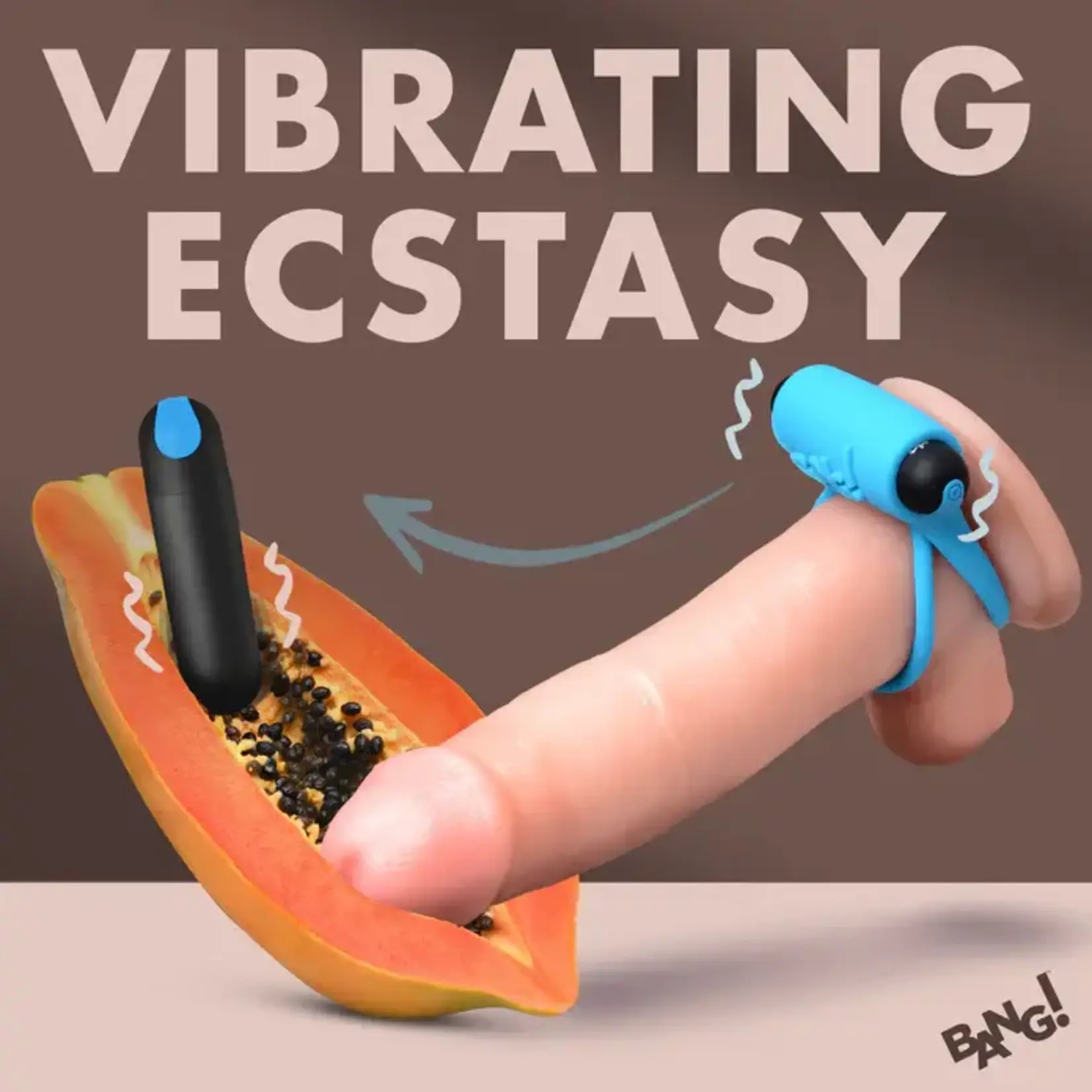 Bang! Silicone Rechargeable Cock Ring And Bullet With Remote Control - Blue