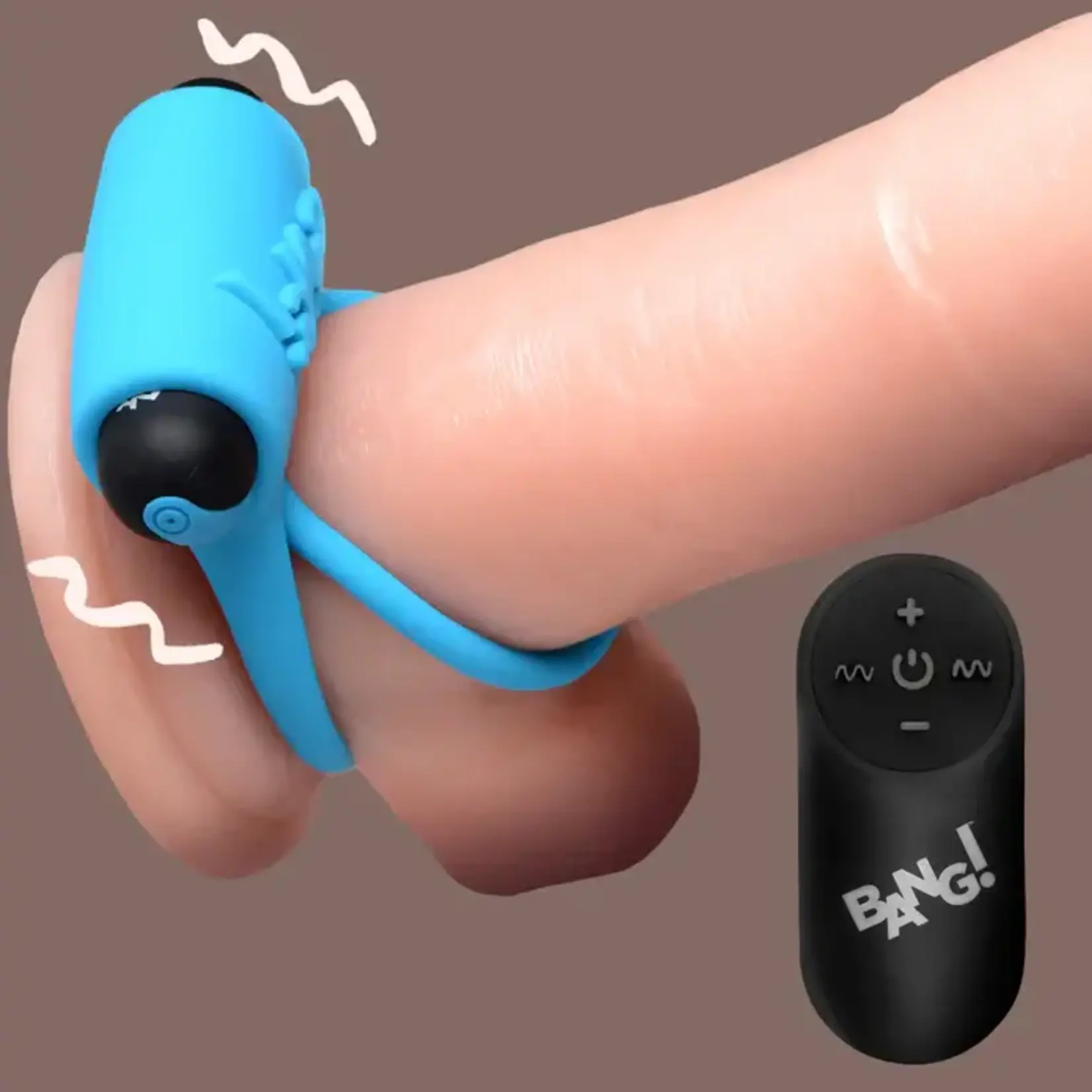 Bang! Silicone Rechargeable Cock Ring And Bullet With Remote Control - Blue