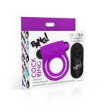 Bang! Silicone Rechargeable Cock Ring and Bullet with Remote Control - Purple