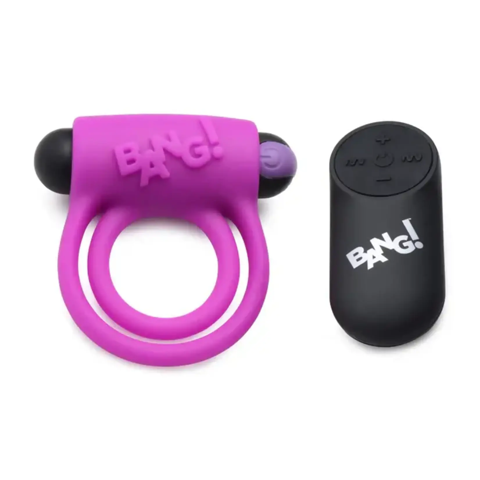 Bang! Silicone Rechargeable Cock Ring and Bullet with Remote Control - Purple
