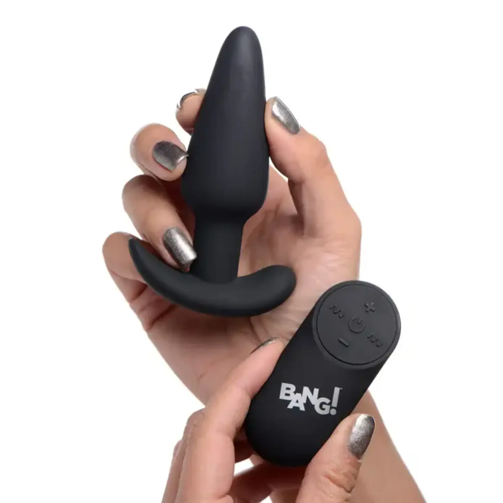 Bang! 21x Vibrating Silicone Rechargeable Butt Plug With Remote Control - Black