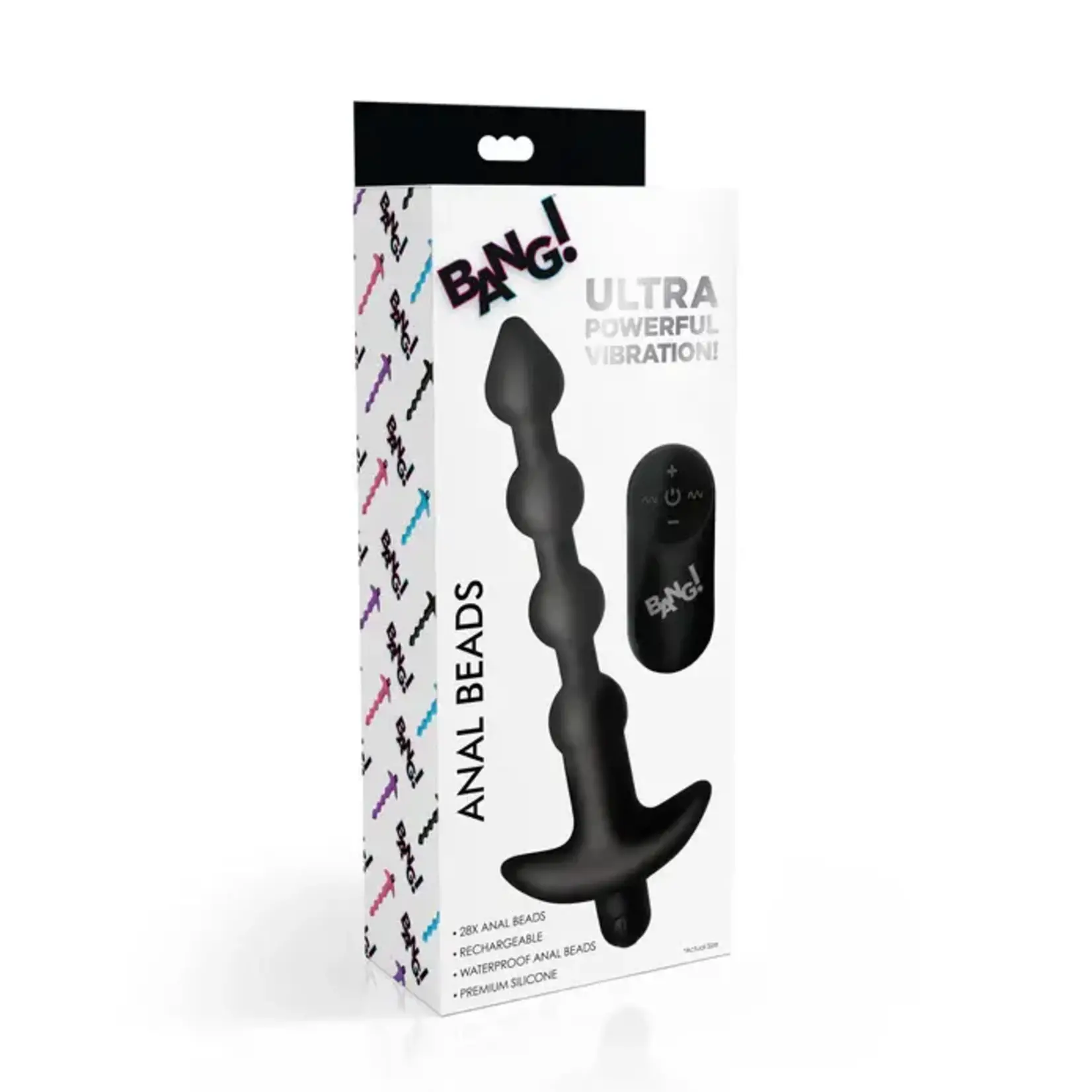 Bang! Vibrating Silicone Rechargeable Anal Beads With Remote Control - Black