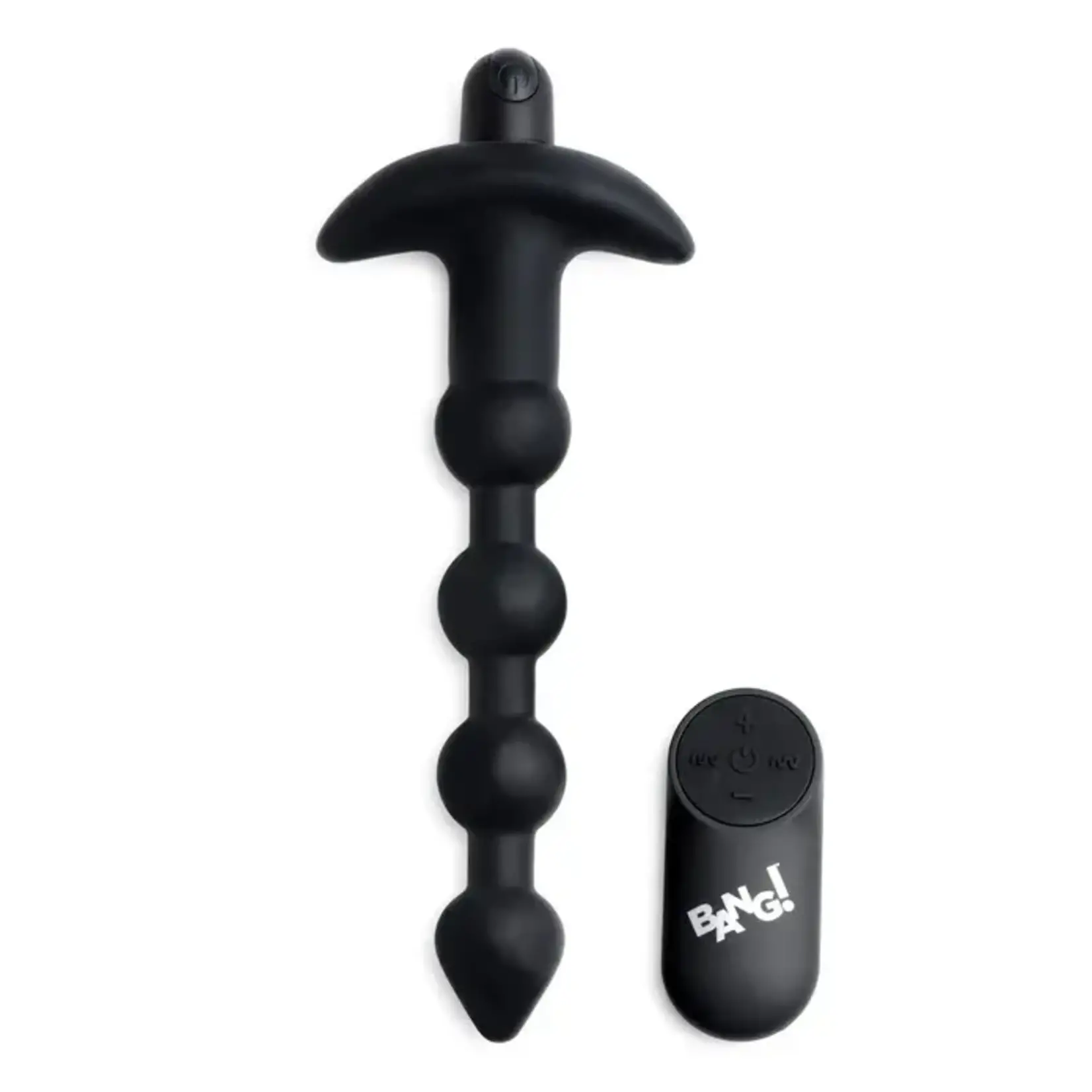 Bang! Vibrating Silicone Rechargeable Anal Beads With Remote Control - Black