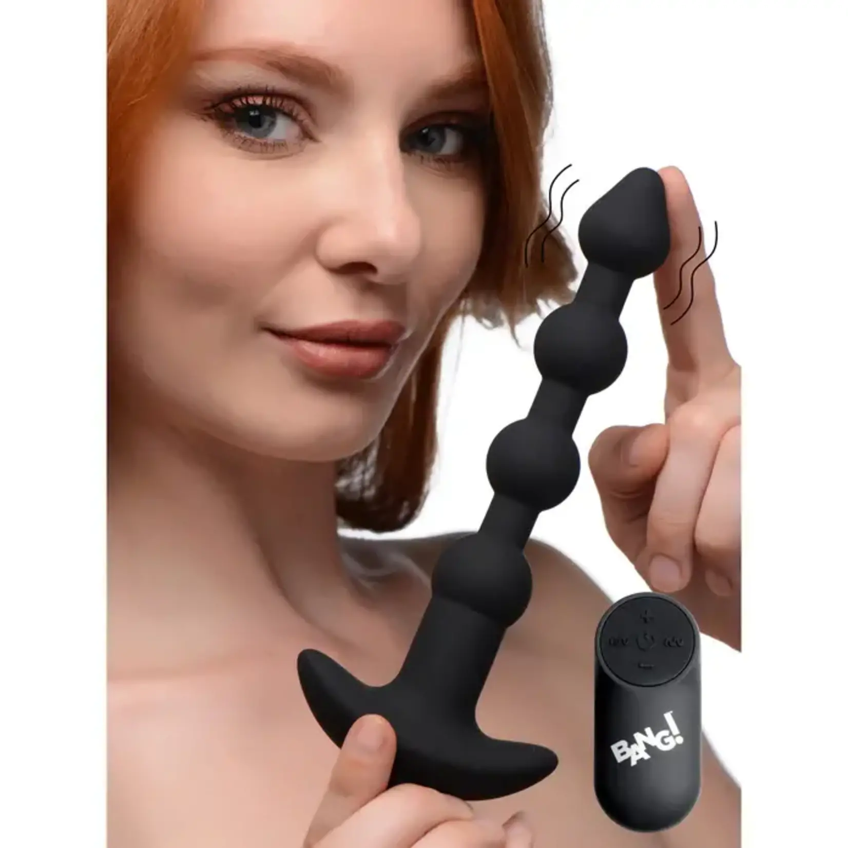 Bang! Vibrating Silicone Rechargeable Anal Beads With Remote Control - Black