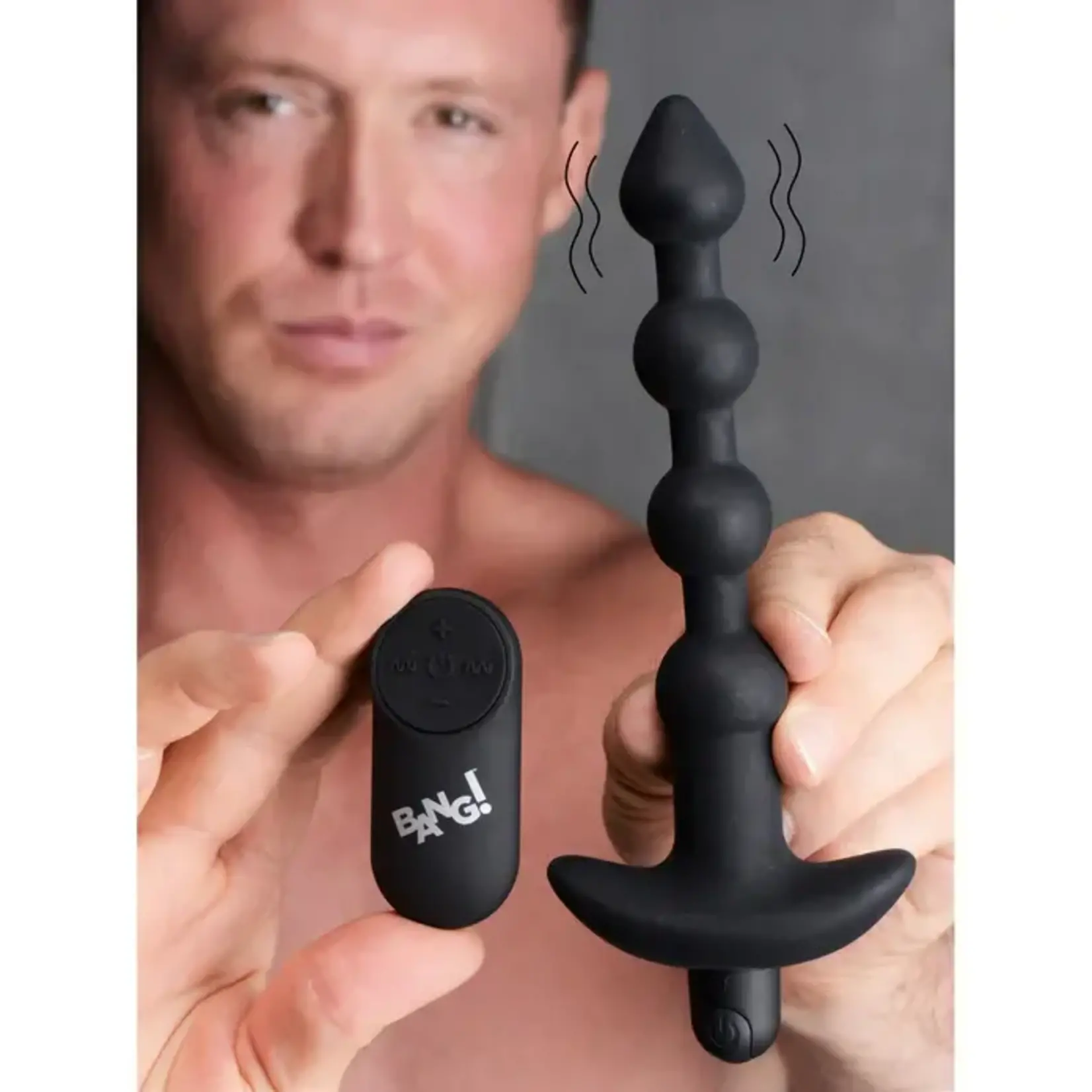 Bang! Vibrating Silicone Rechargeable Anal Beads With Remote Control - Black