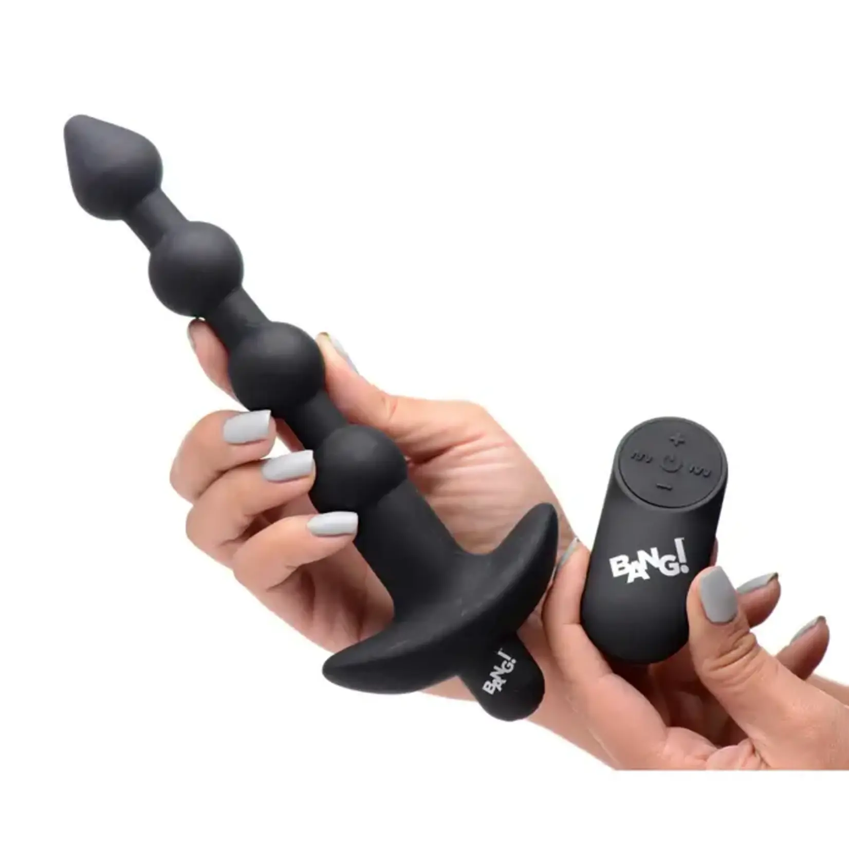 Bang! Vibrating Silicone Rechargeable Anal Beads With Remote Control - Black