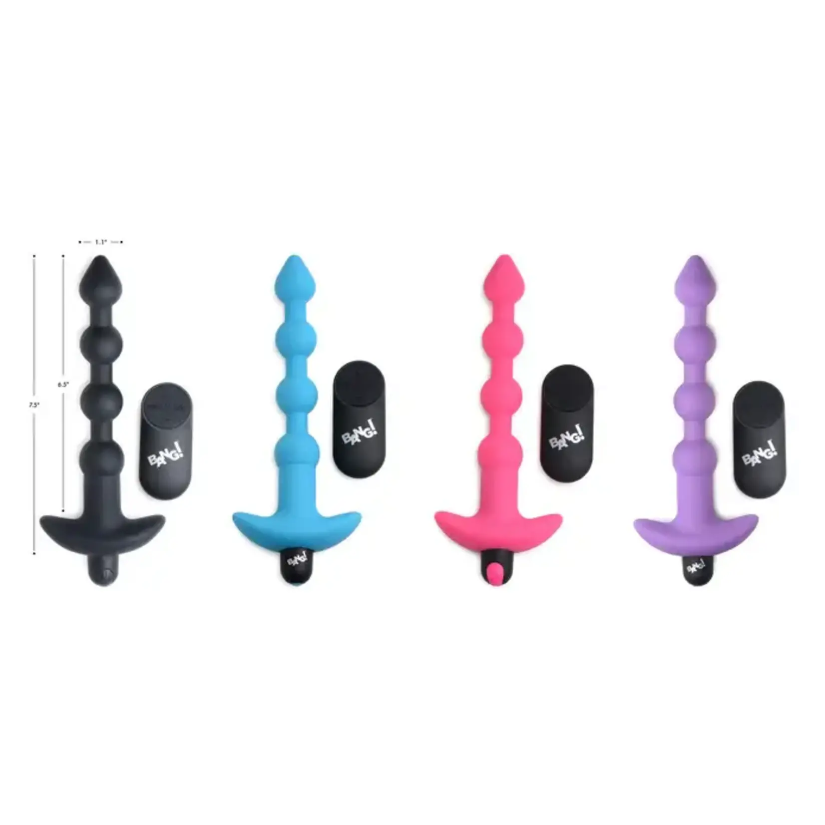 Bang! Vibrating Silicone Rechargeable Anal Beads With Remote Control - Black