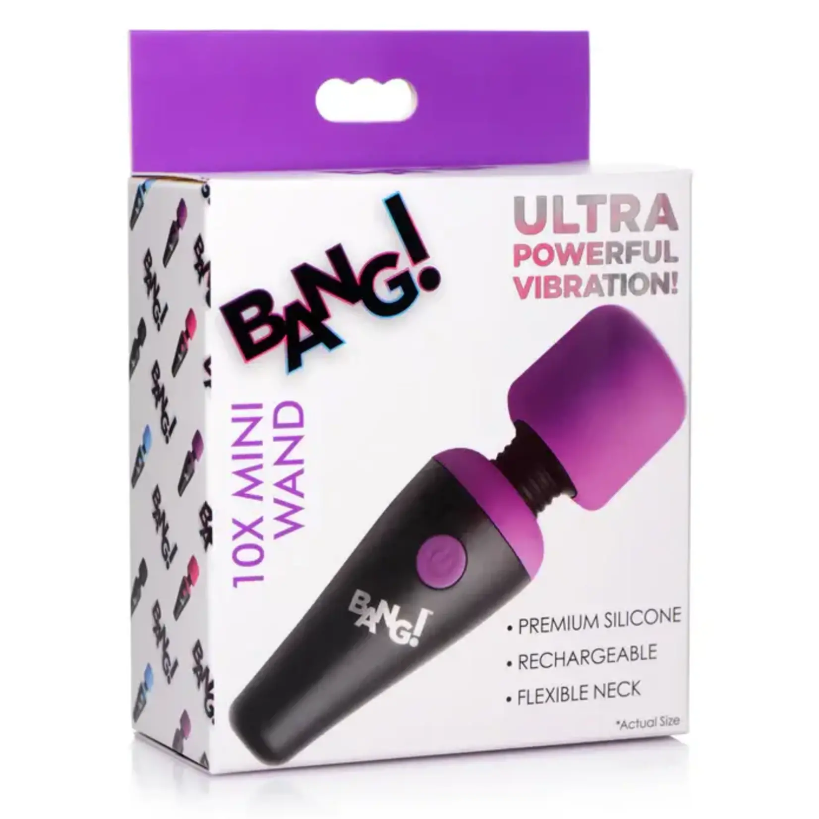 Bang! 10X Vibrating Mini Rechargeable Silicone Wand Massager- Purple