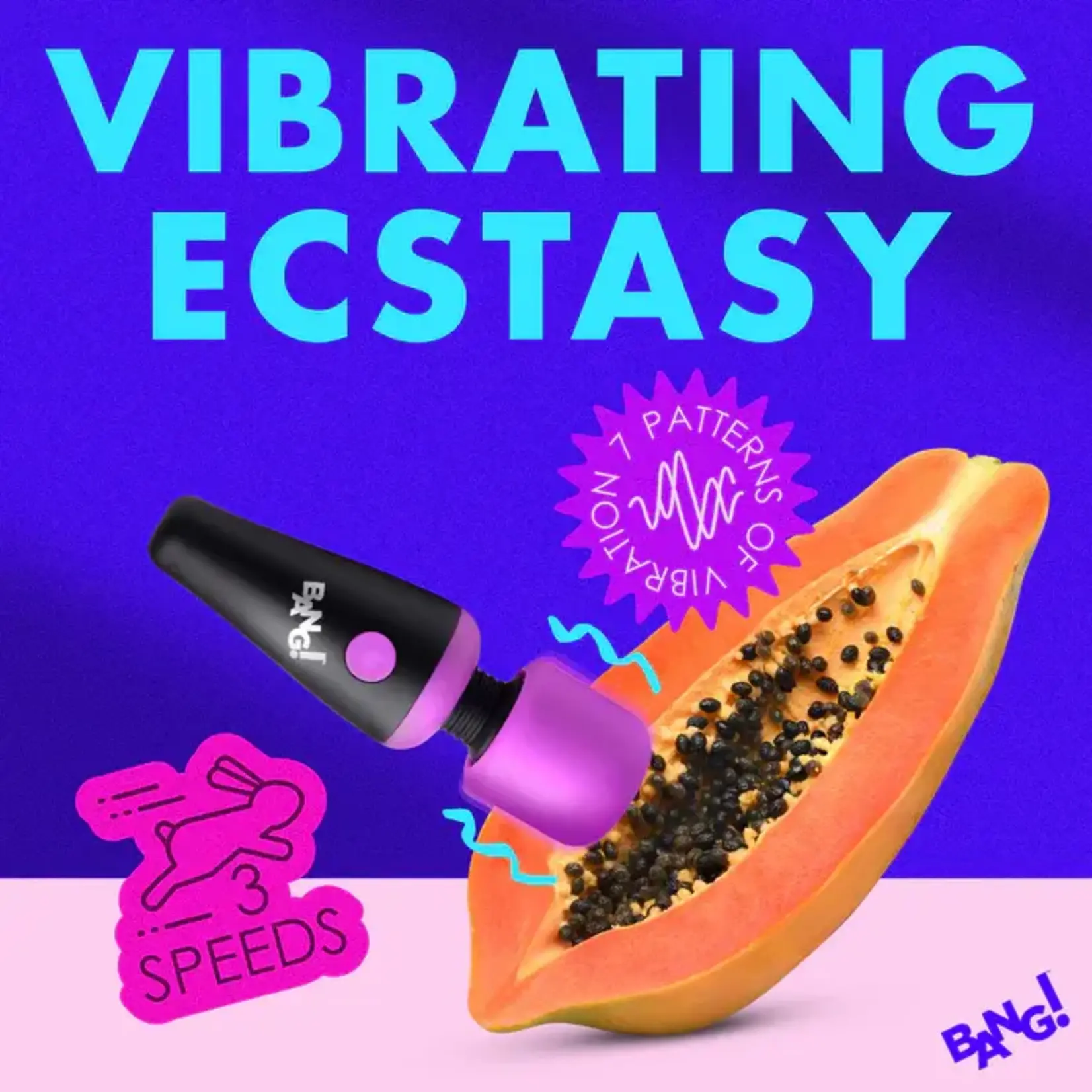 Bang! 10X Vibrating Mini Rechargeable Silicone Wand Massager- Purple