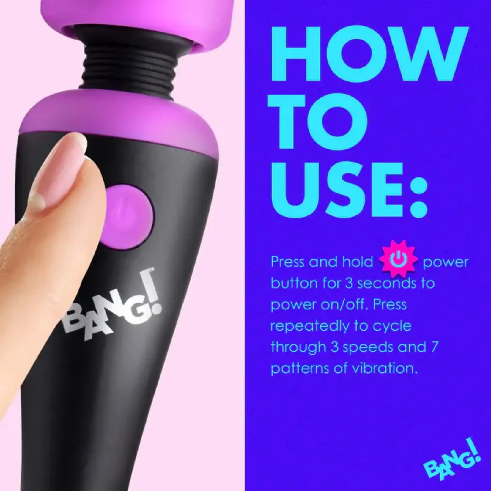 Bang! 10X Vibrating Mini Rechargeable Silicone Wand Massager- Purple