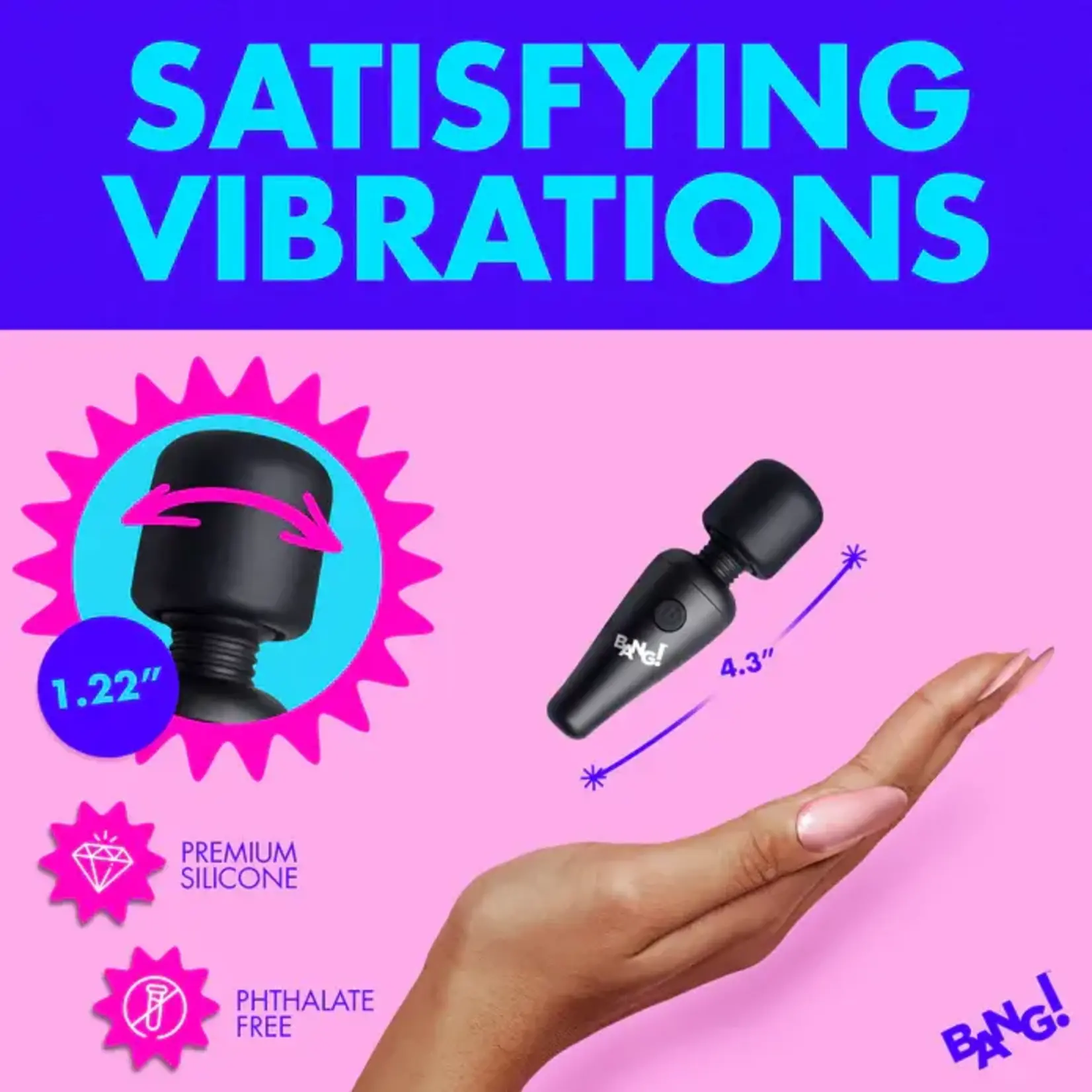 Bang! 10X Vibrating Mini Rechargeable Silicone Wand - Black